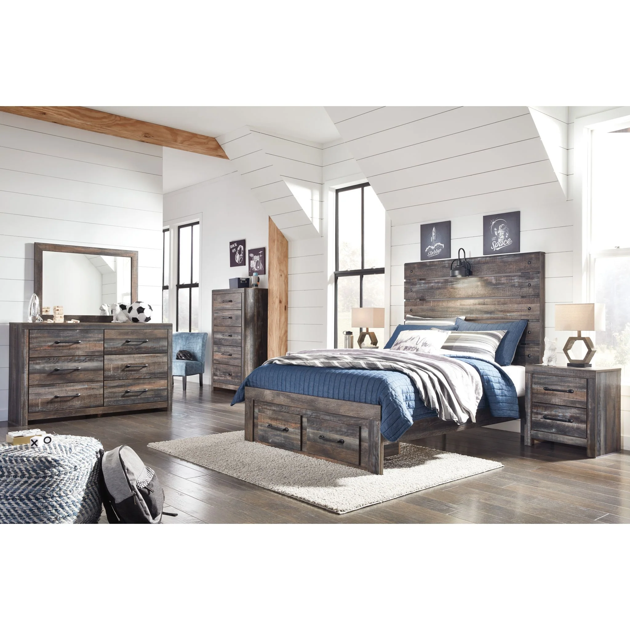 Drystan Full Panel Bed with Footboard Storage - Image 3