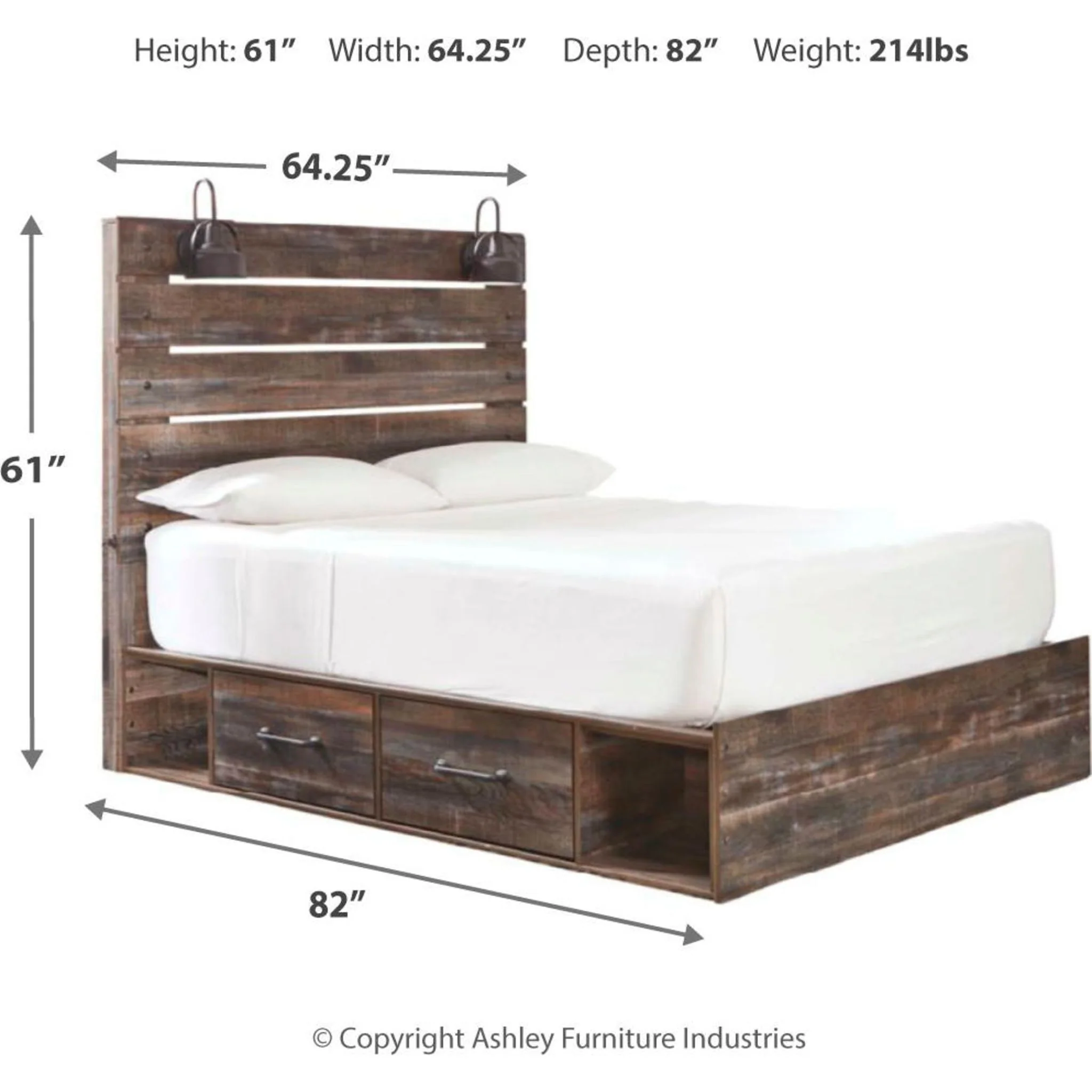 Drystan Panel Bed with 2 Drawer Storage - Multi - Image 5