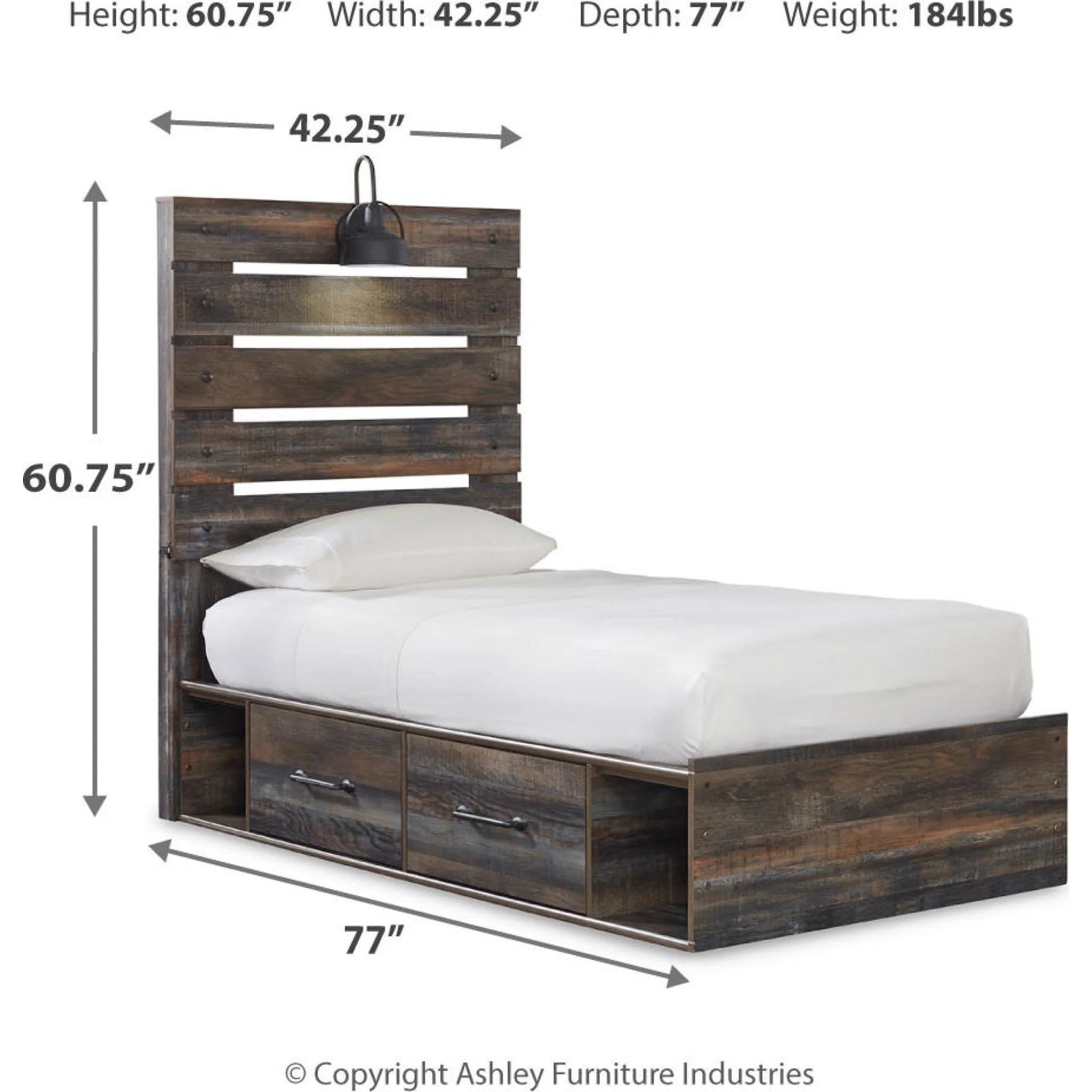 Drystan Panel Bed with 2 Drawer Storage - Multi - Image 15