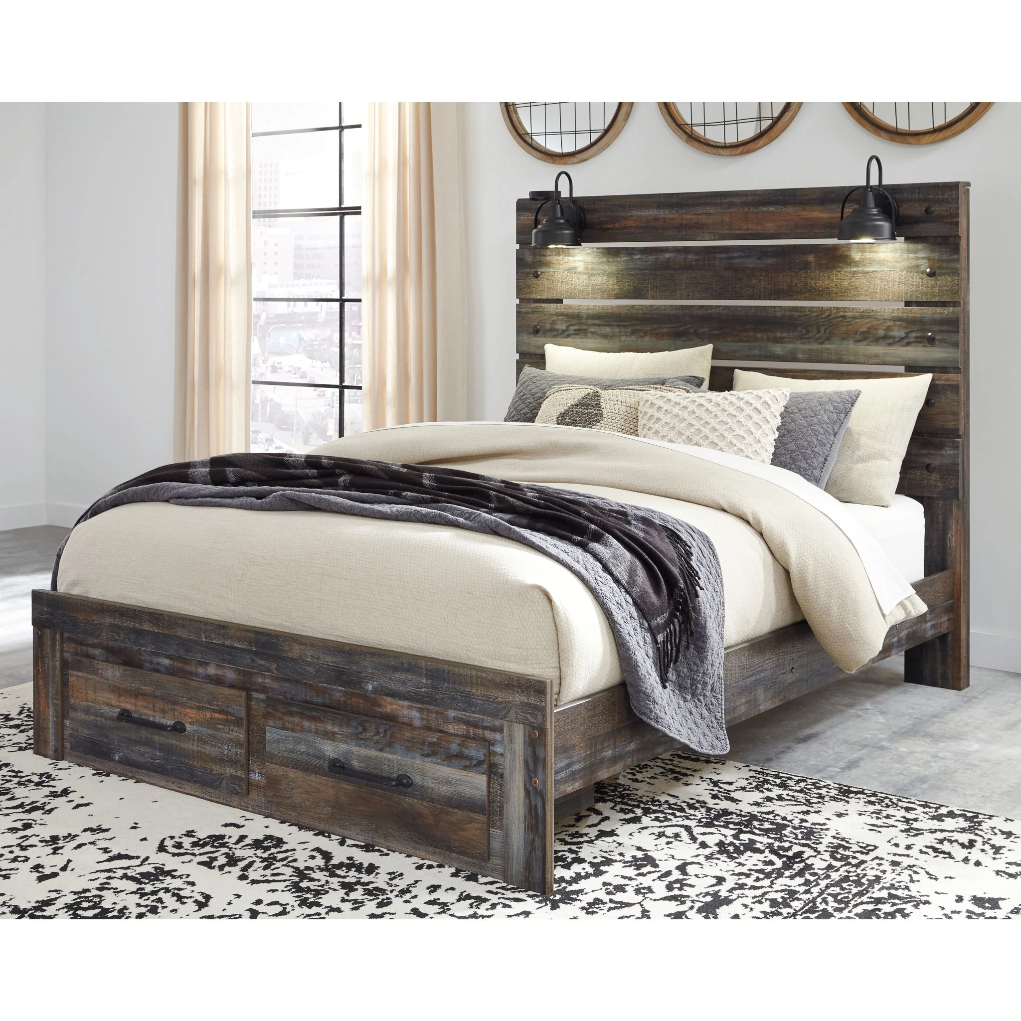 Drystan Panel Bed with Footboard Storage - Multi - Image 2