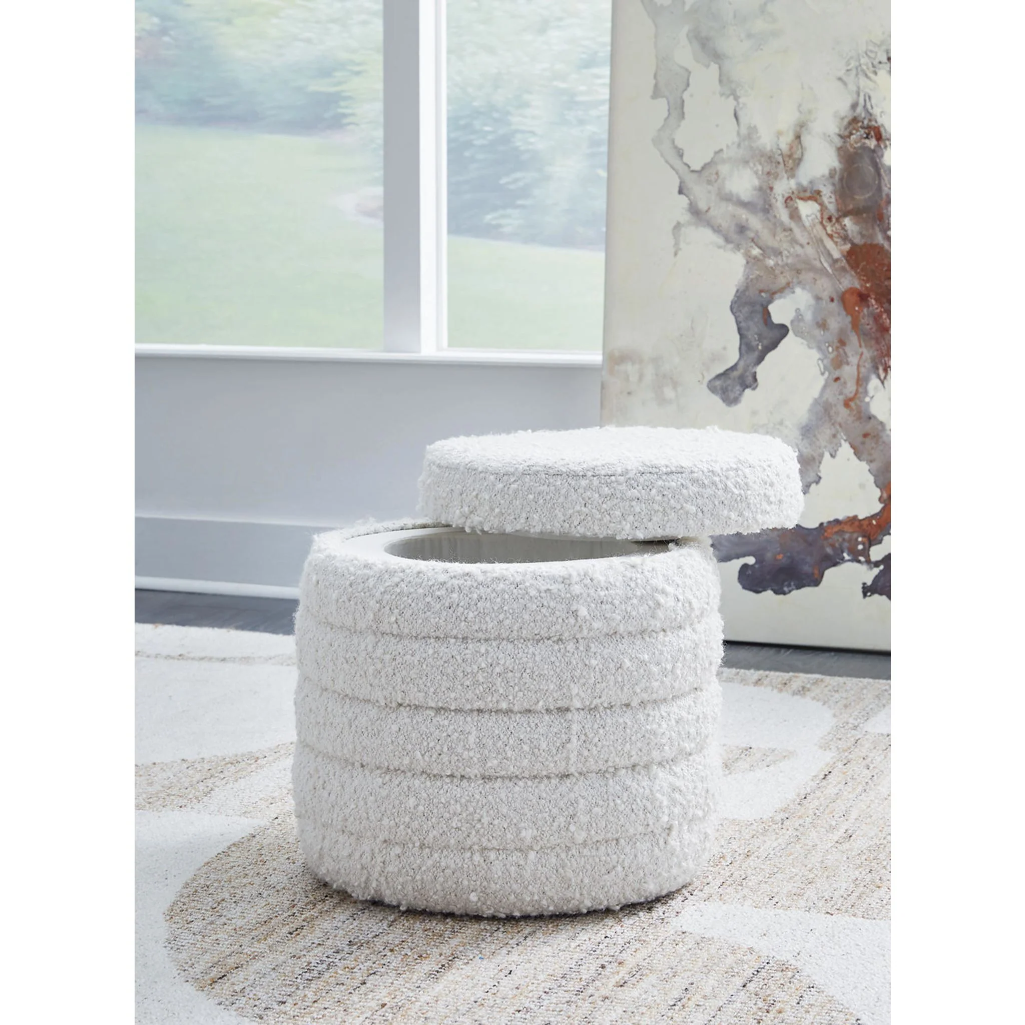 Duntler Storage Ottoman - Ivory - Image 3