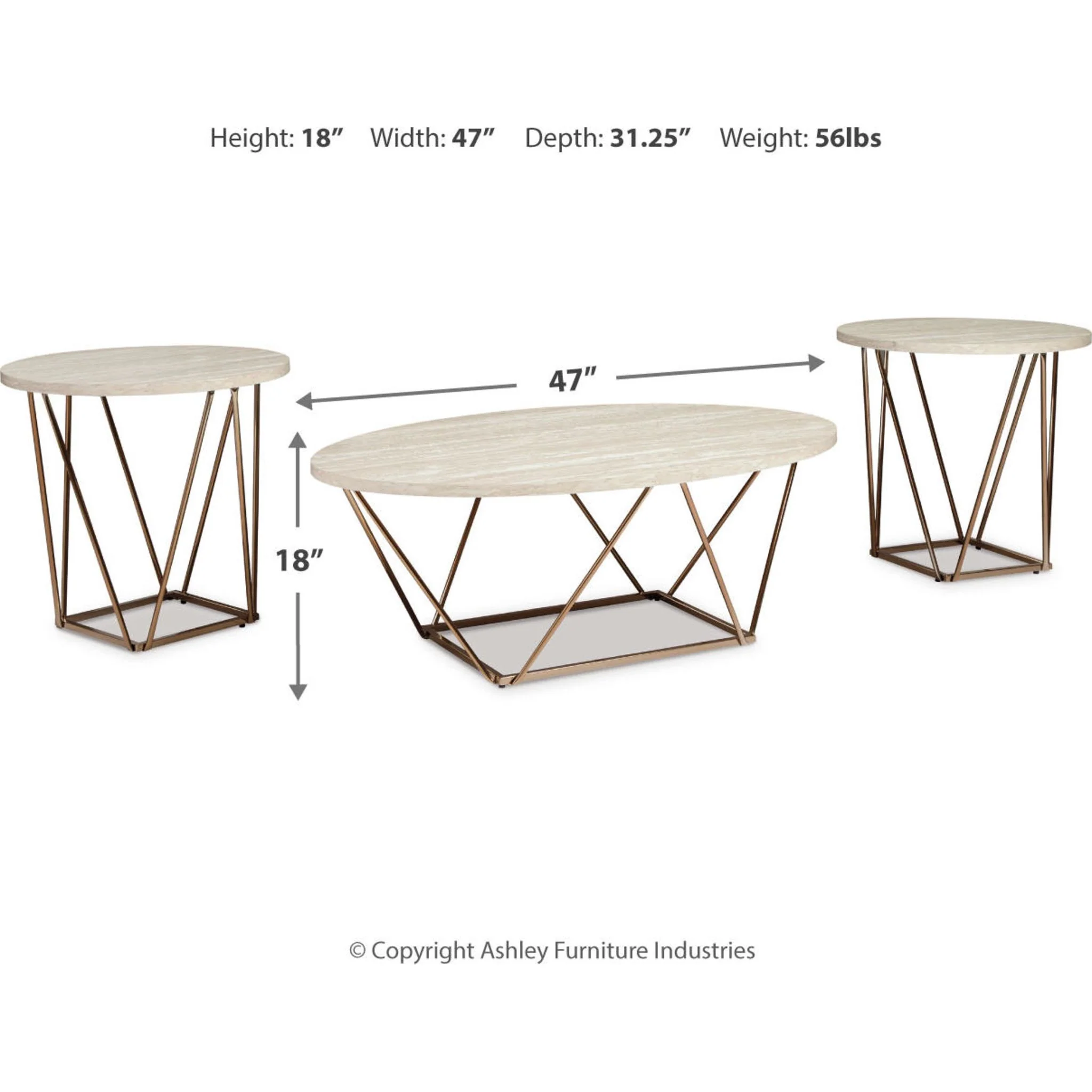 Elcott 3 Pack Tables - Two-tone - Image 9