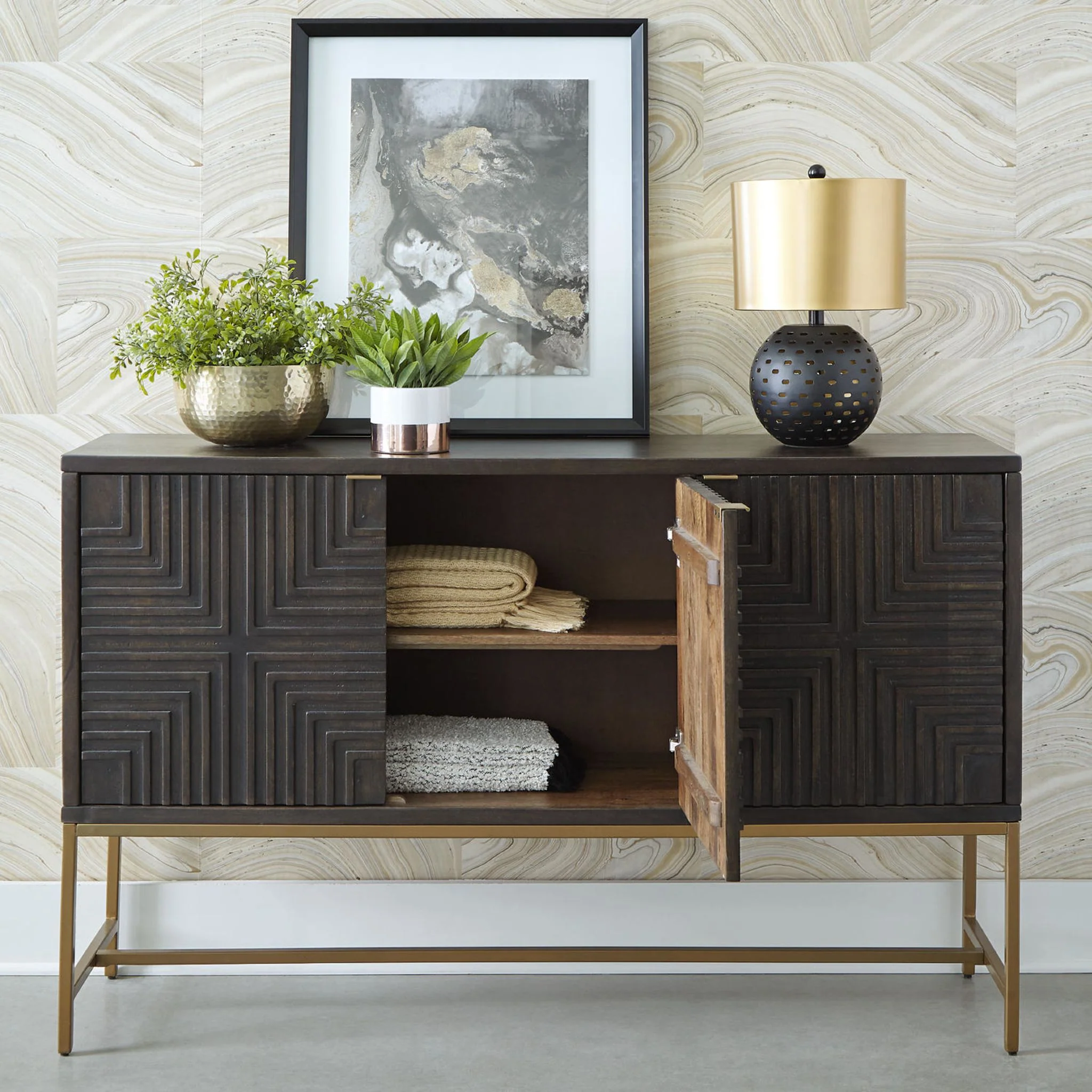 Elinmore Accent Cabinet - Brown/Gold Finish - Image 19