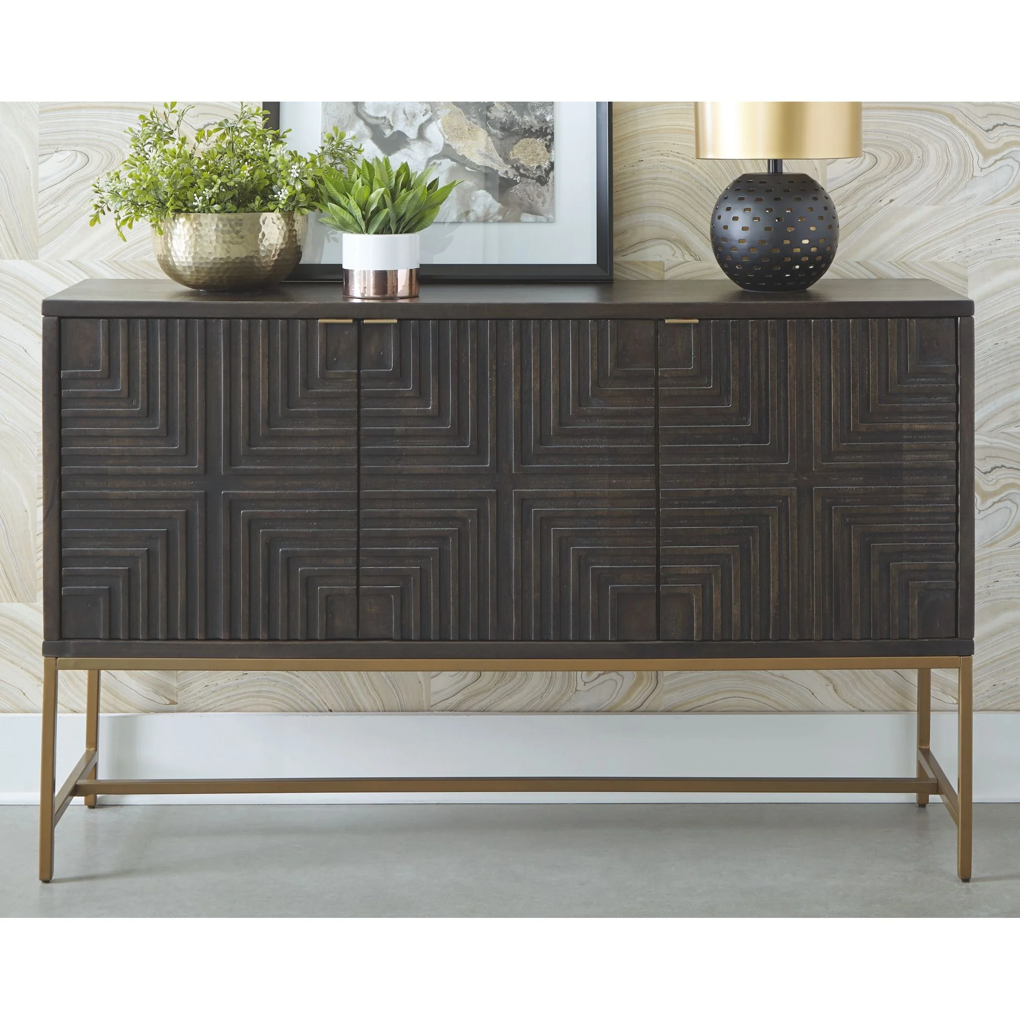 Elinmore Accent Cabinet - Brown/Gold Finish - Image 2