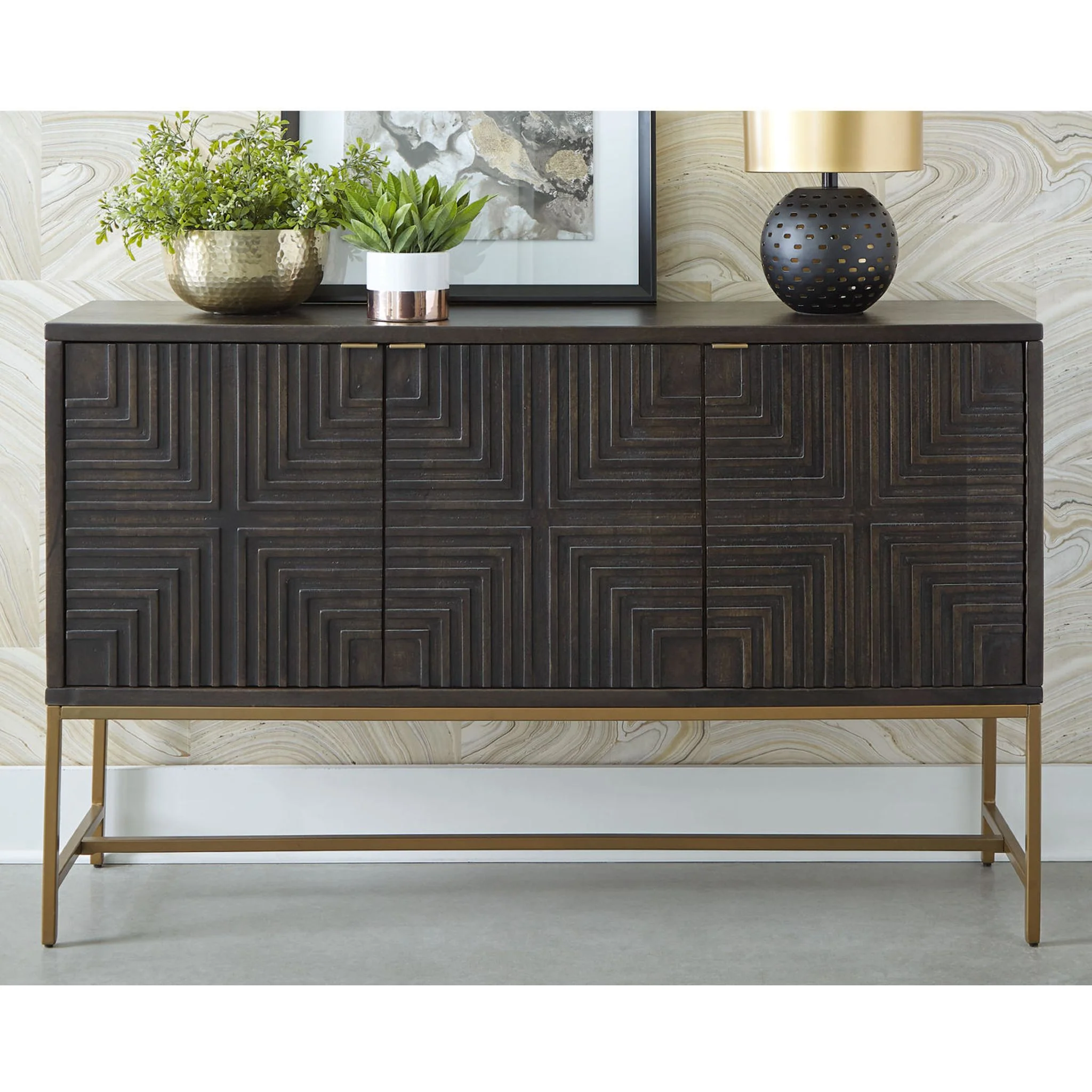 Elinmore Accent Cabinet - Brown/Gold Finish - Image 22