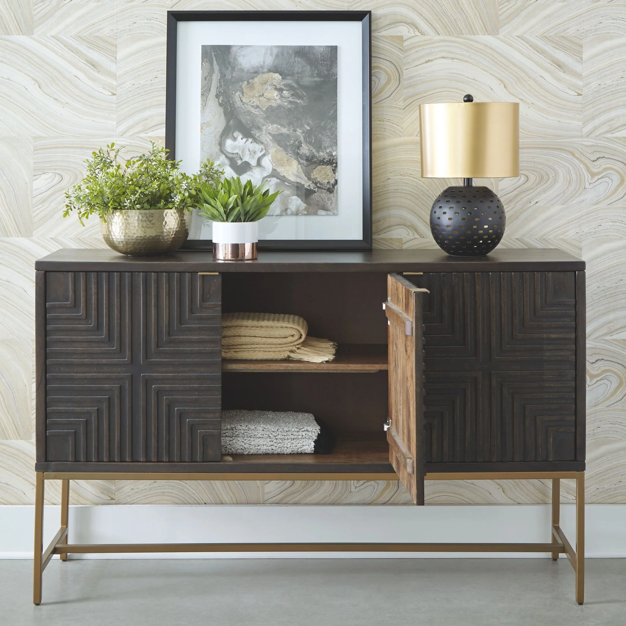 Elinmore Accent Cabinet - Brown/Gold Finish - Image 6