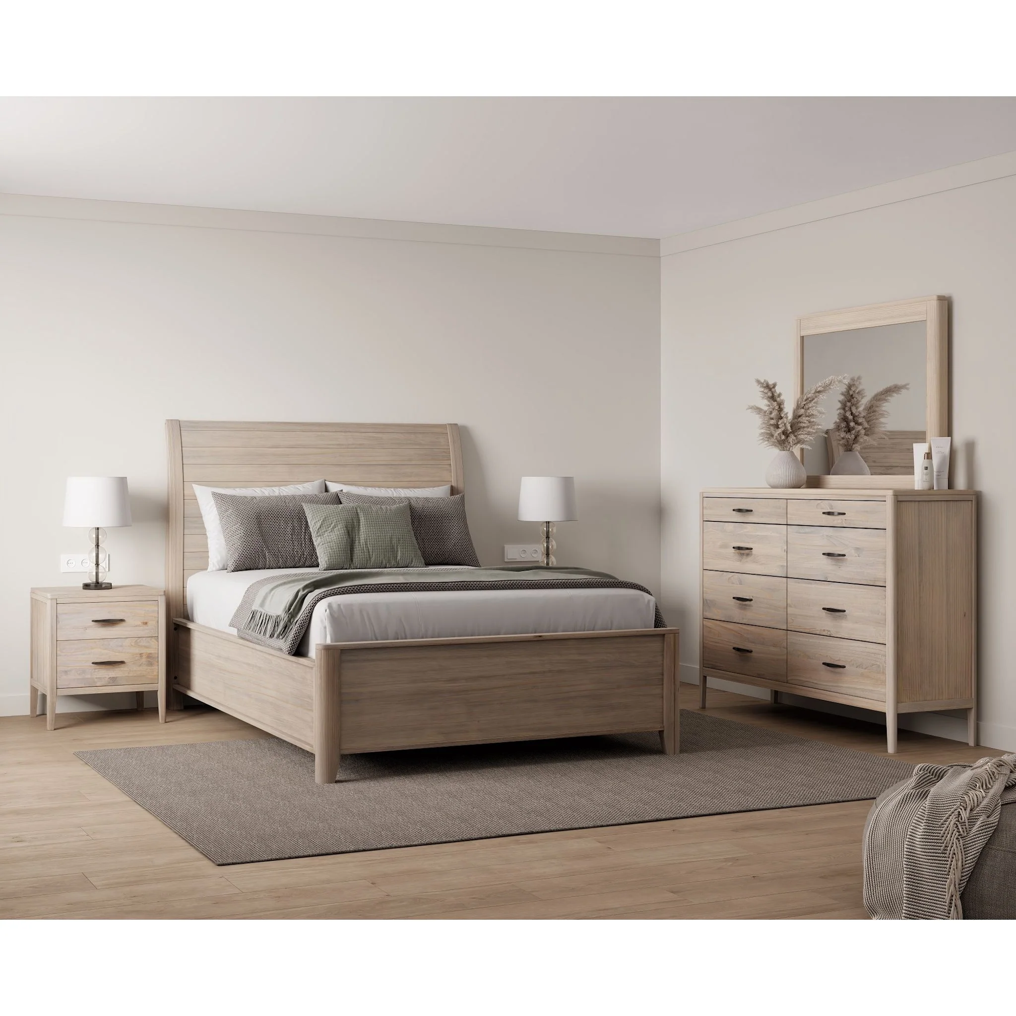 Ellesmere 6 Piece Full Sleigh Bedroom - Champagne