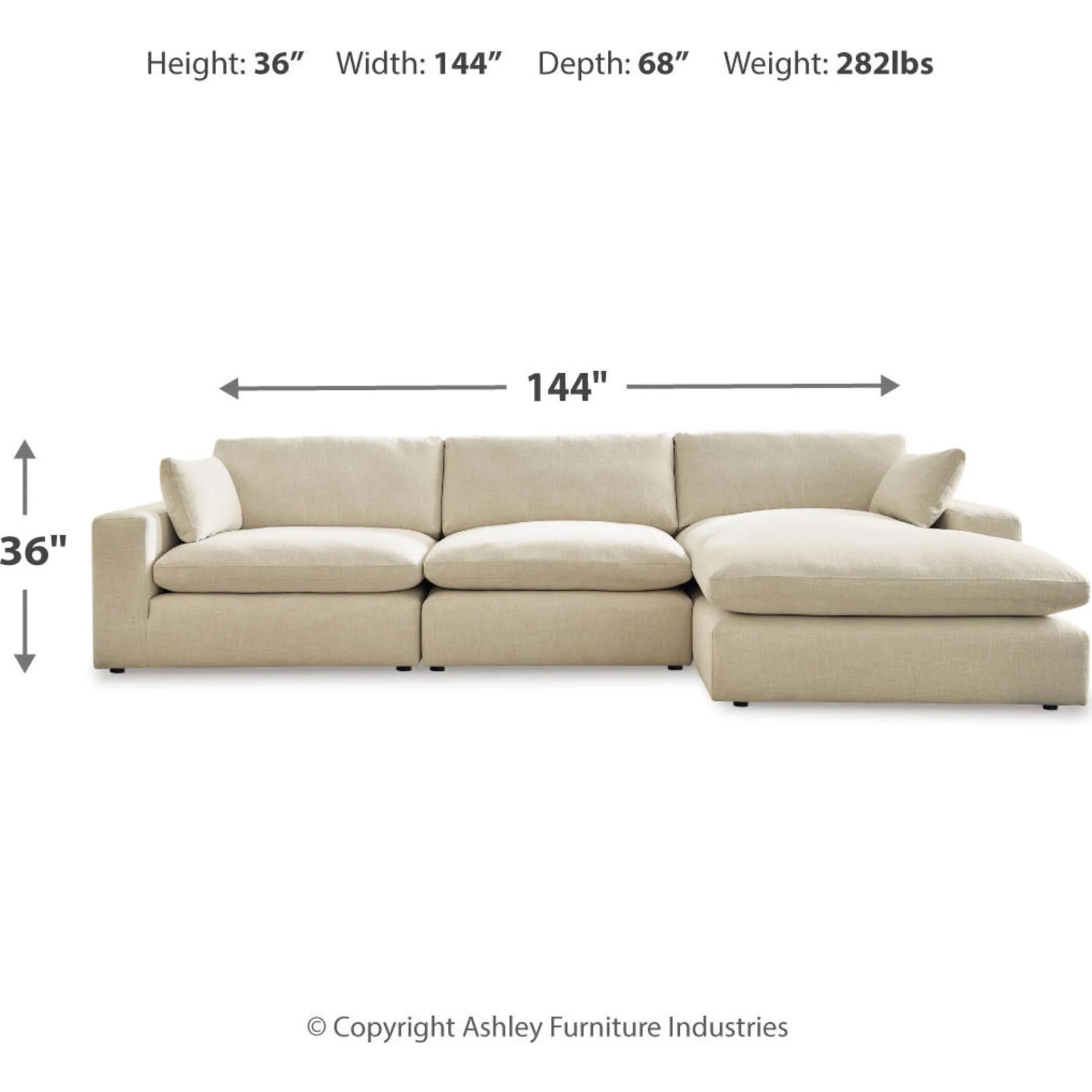 Elyza 3 Piece Modular Sectional with Chaise - Image 3