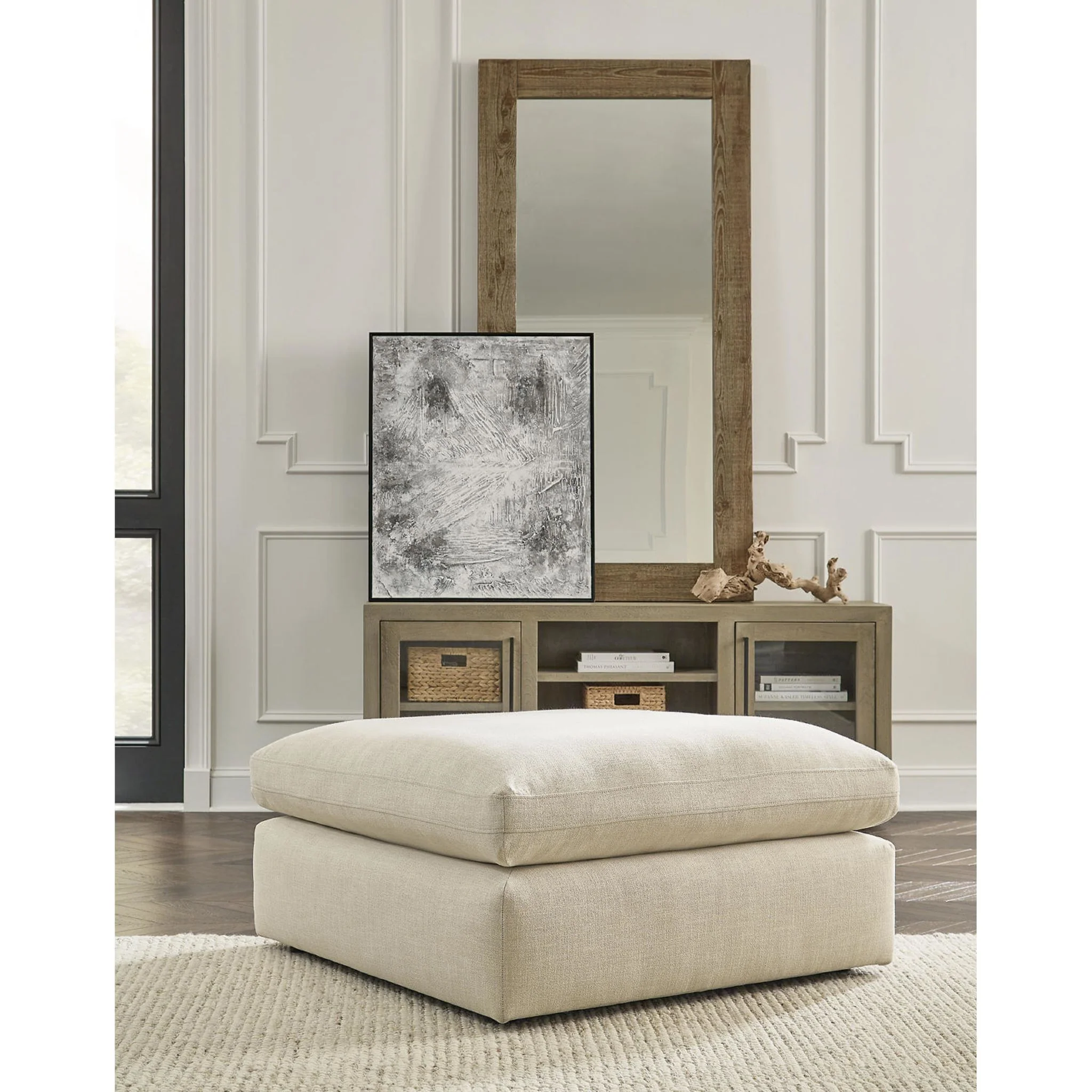 Elyza Oversized Accent Ottoman - Linen - Image 2