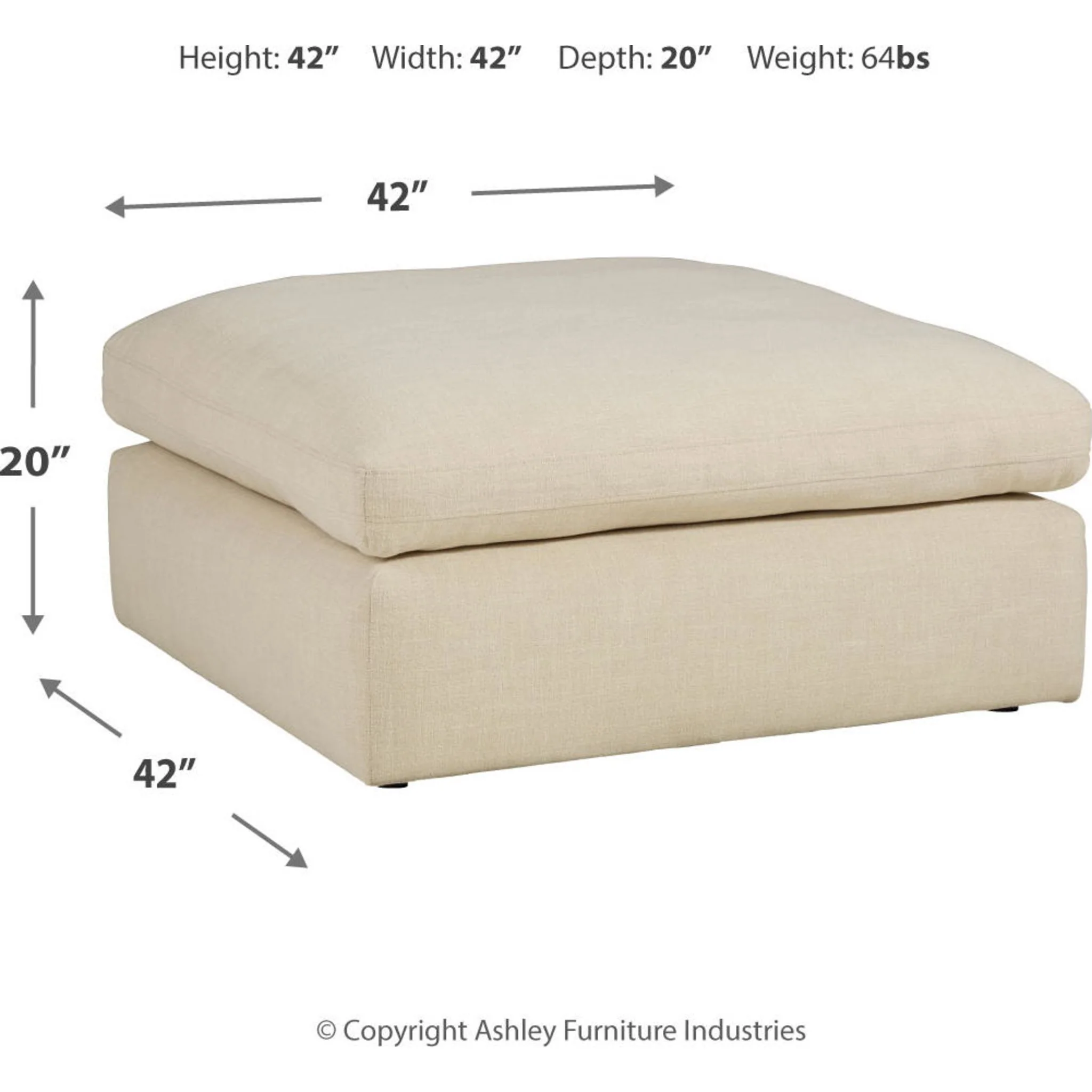 Elyza Oversized Accent Ottoman - Linen - Image 4