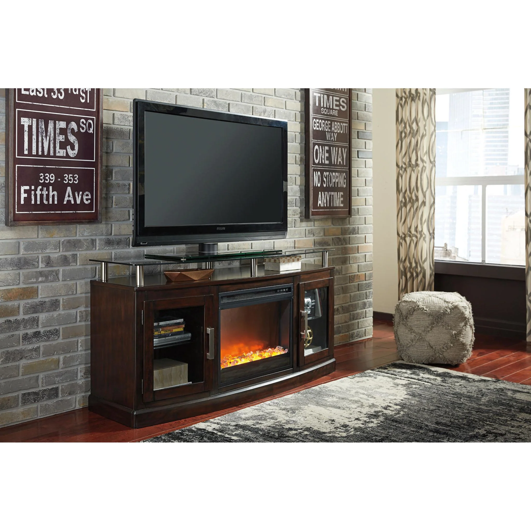 Entertainment Accessories Fireplace Insert with Crushed Glass - Black - Image 15