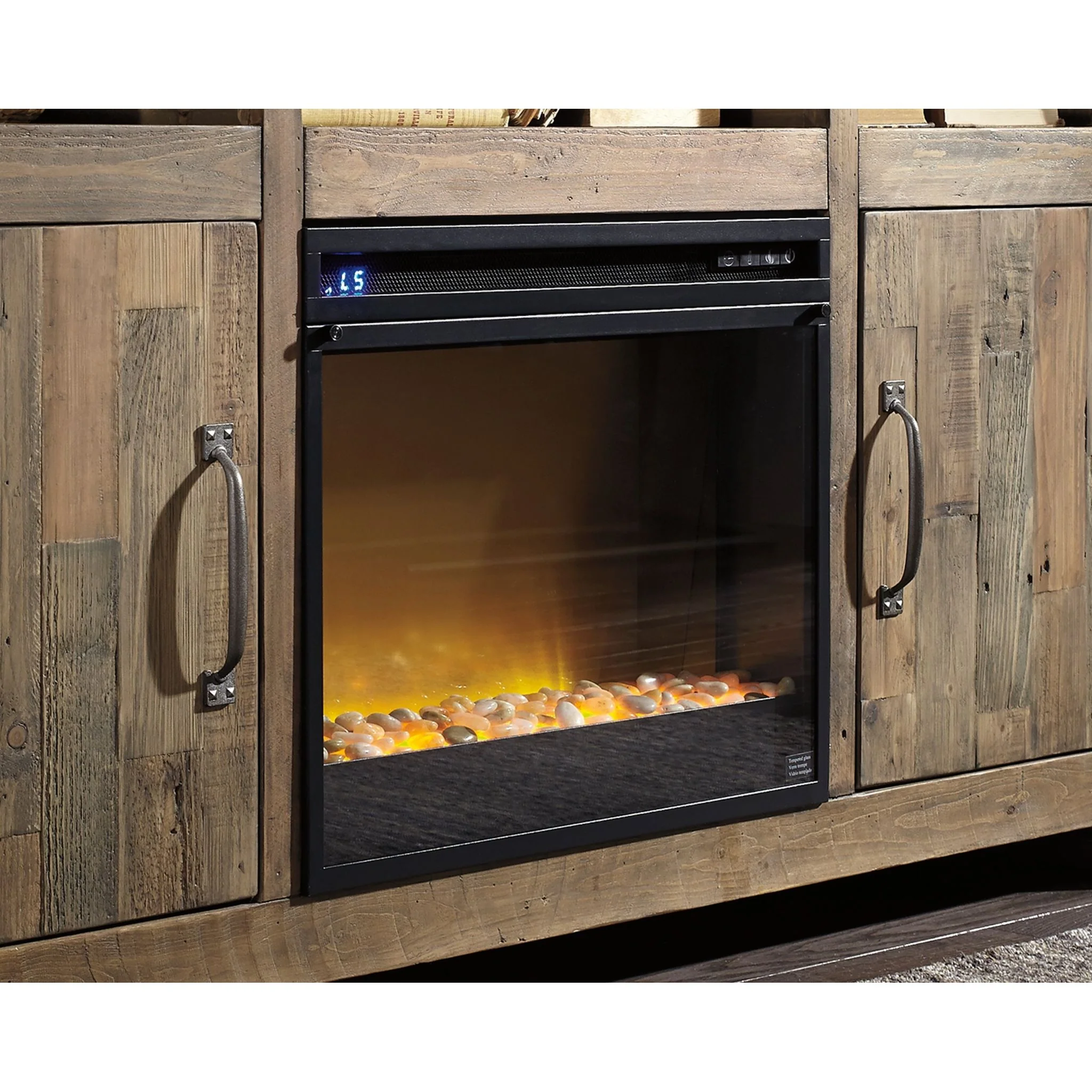 Entertainment Accessories Fireplace Insert with Crushed Glass - Black - Image 2