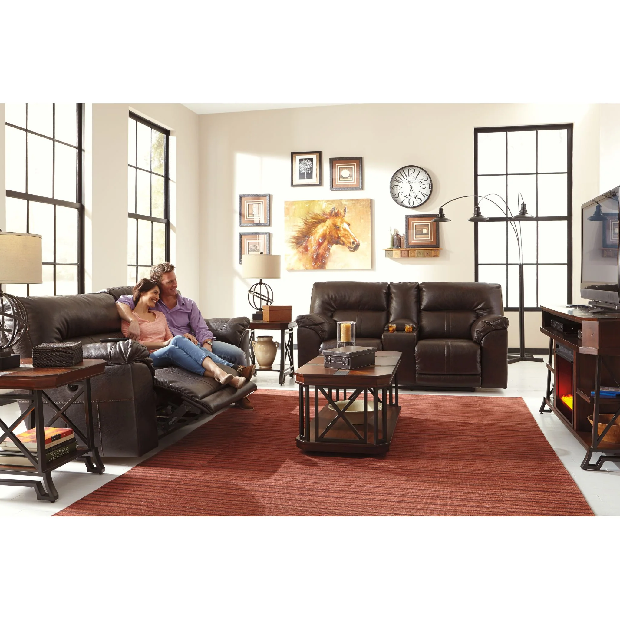 Entertainment Accessories Fireplace Insert with Crushed Glass - Black - Image 3