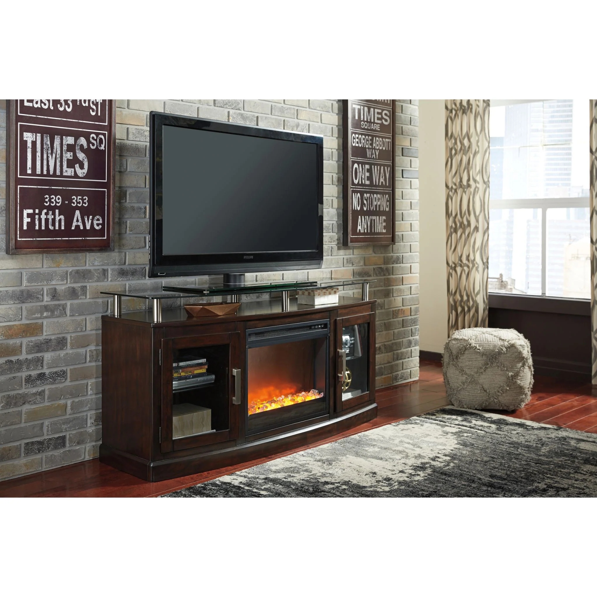 Entertainment Accessories Fireplace Insert with Crushed Glass - Black - Image 4
