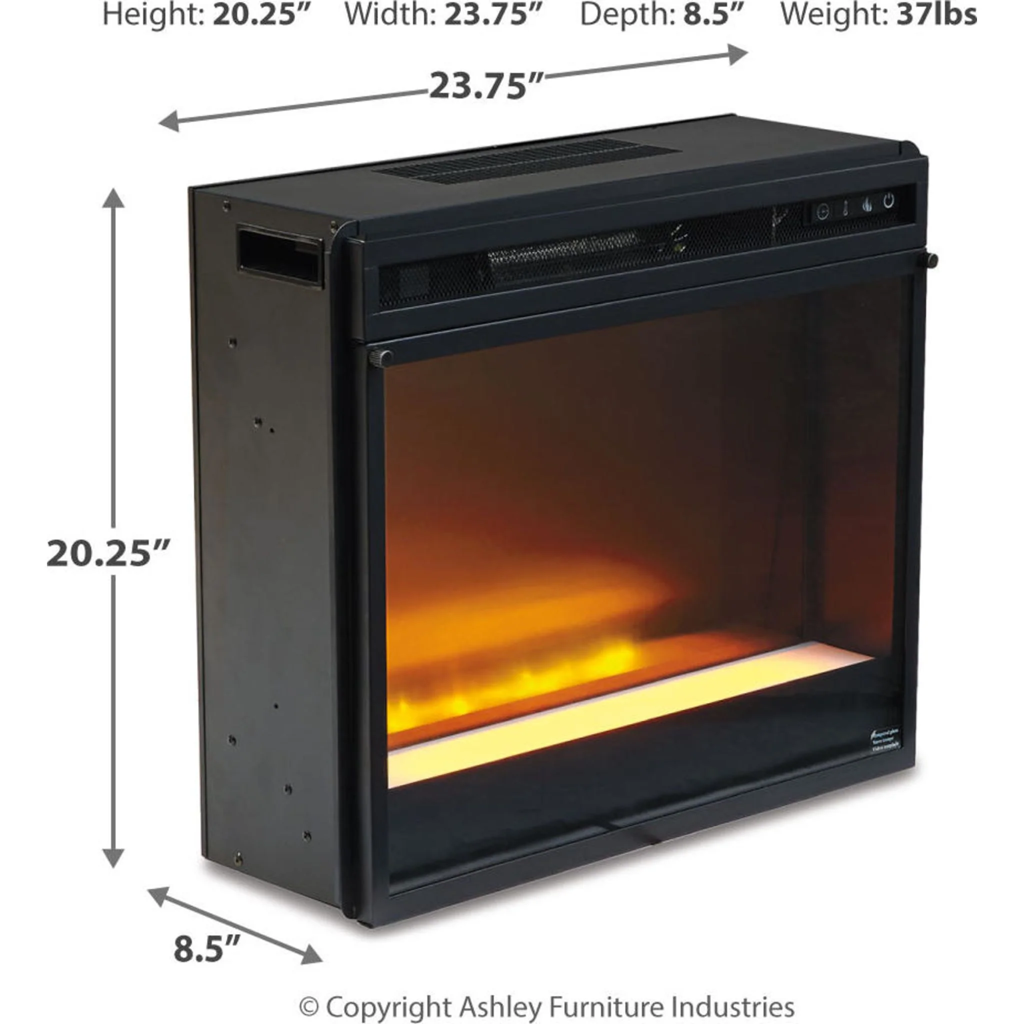 Entertainment Accessories Fireplace Insert with Crushed Glass - Black - Image 9