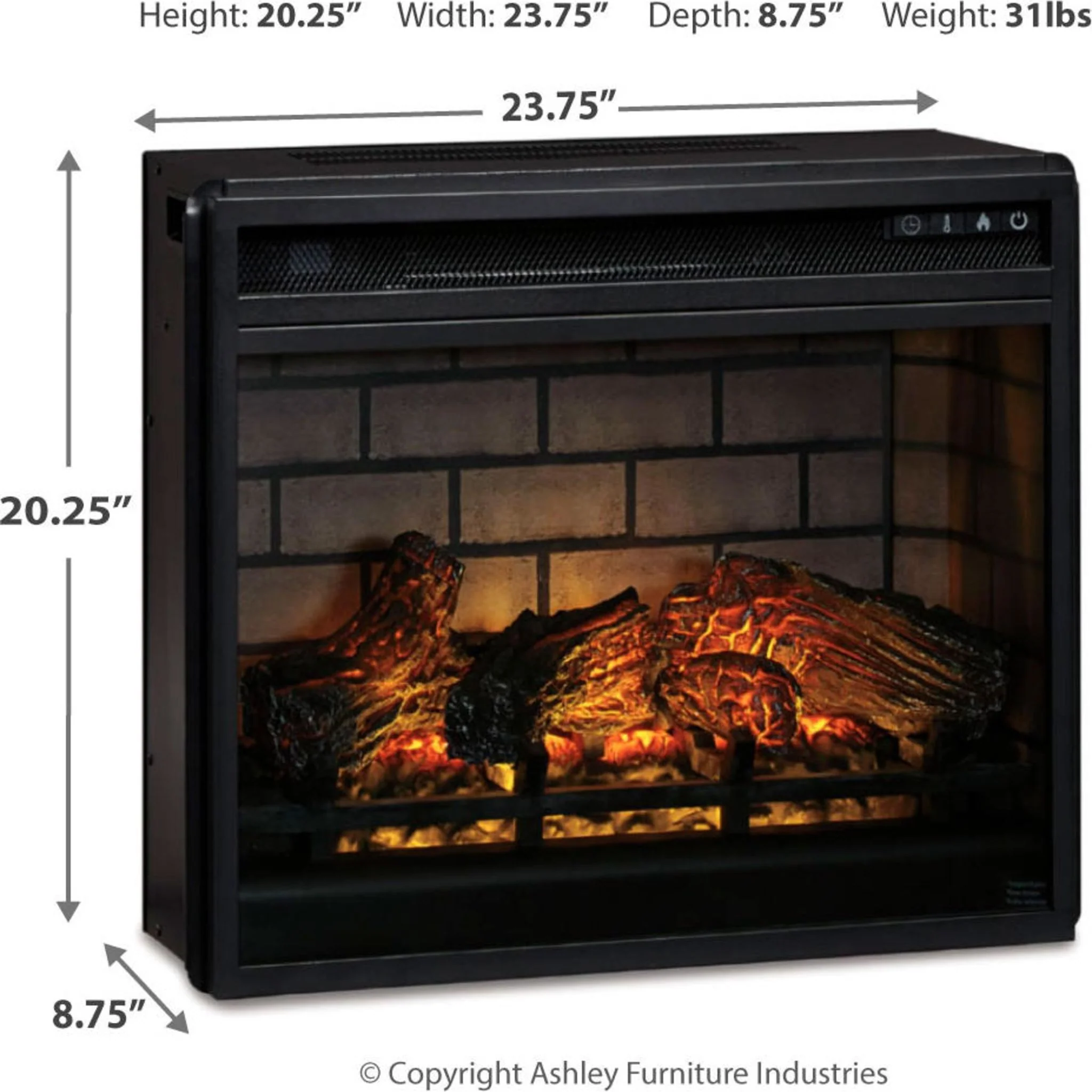 Entertainment Accessories Fireplace Insert with Logs - Black - Image 4