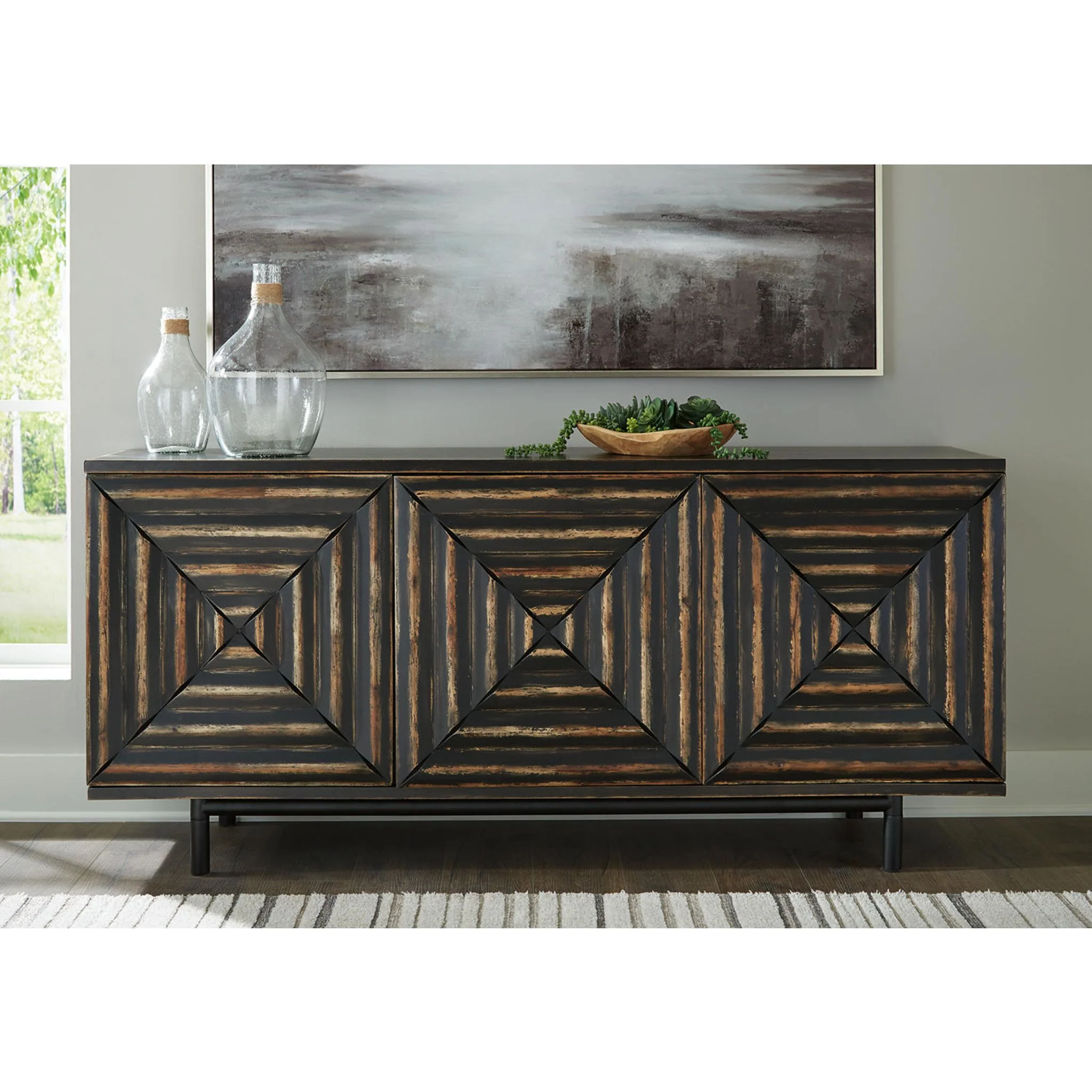 Fair Ridge Accent Cabinet - Distressed Black - Image 2