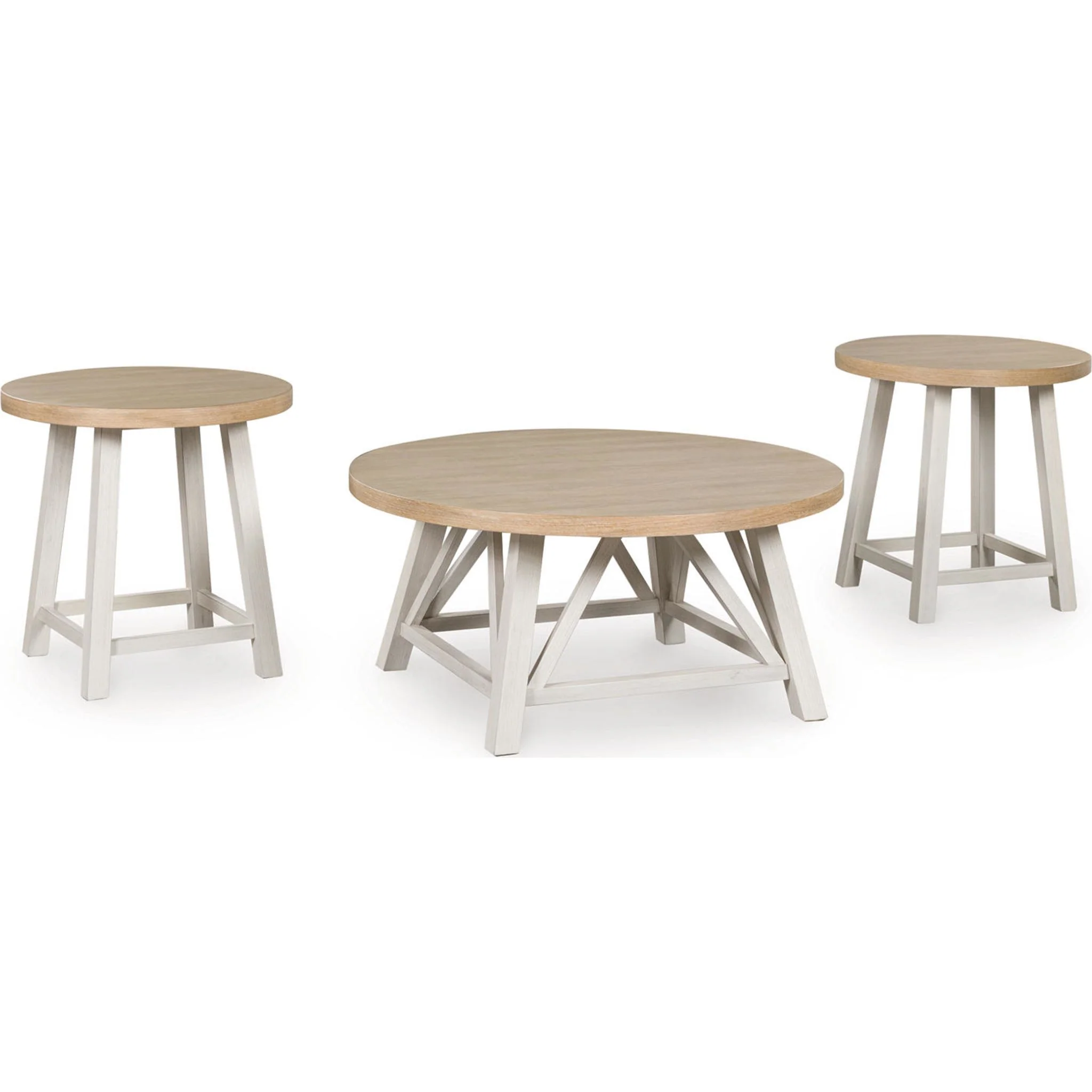 Fawndell 3 Pack Tables - Antique White/Brown