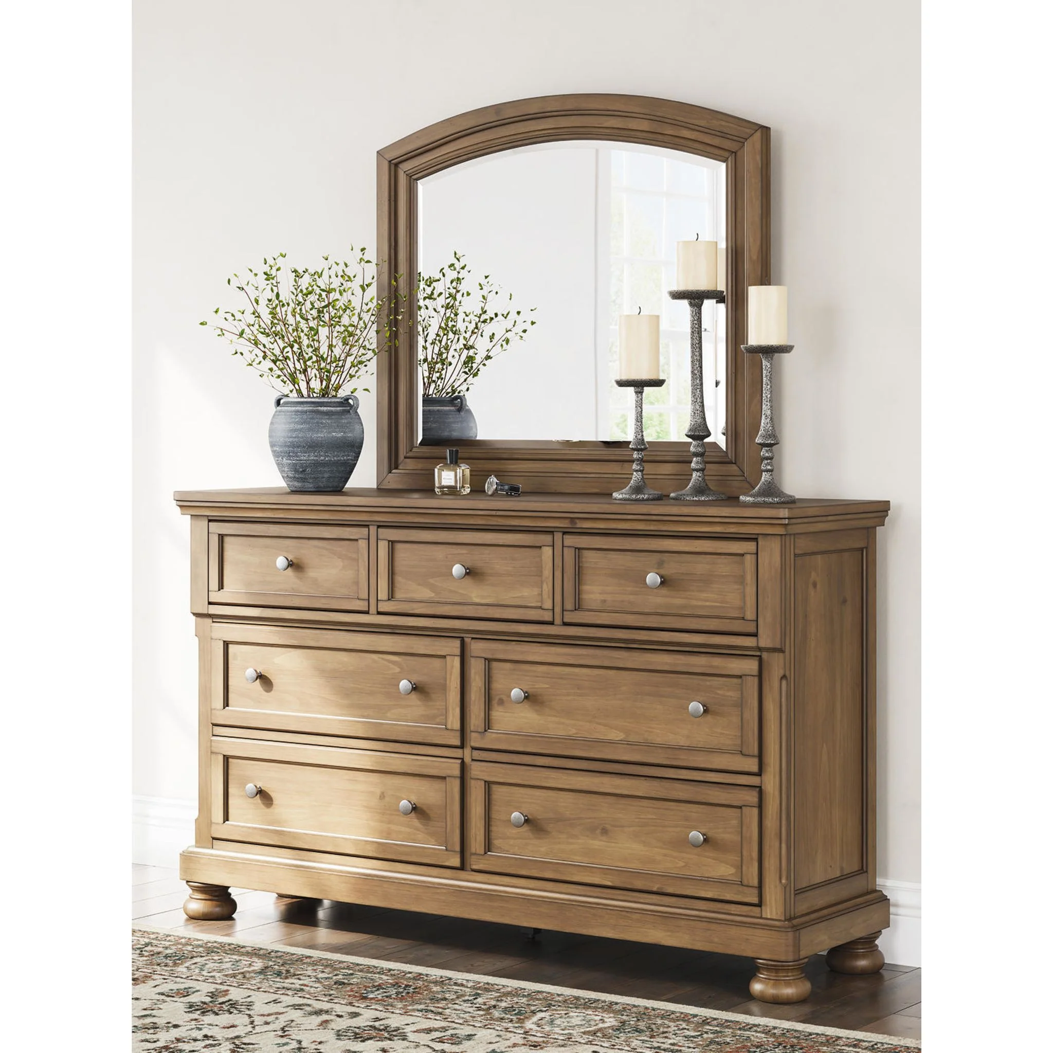 Feddinger 6 Piece King Panel Bedroom - Medium Brown - Image 10