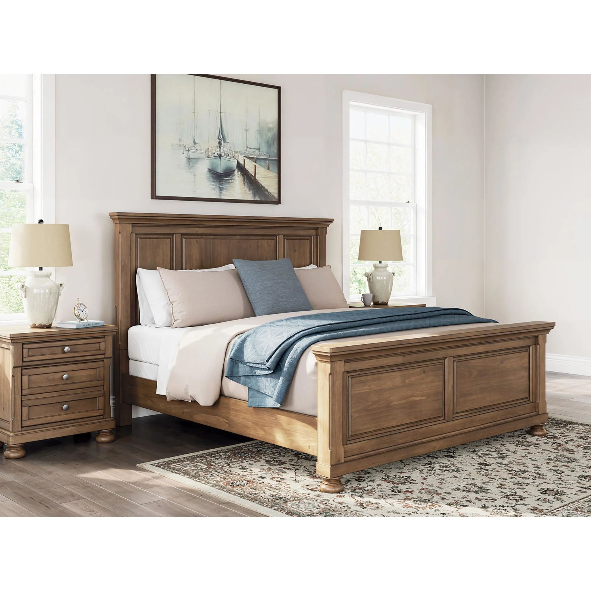 Feddinger 6 Piece King Panel Bedroom - Medium Brown - Image 38
