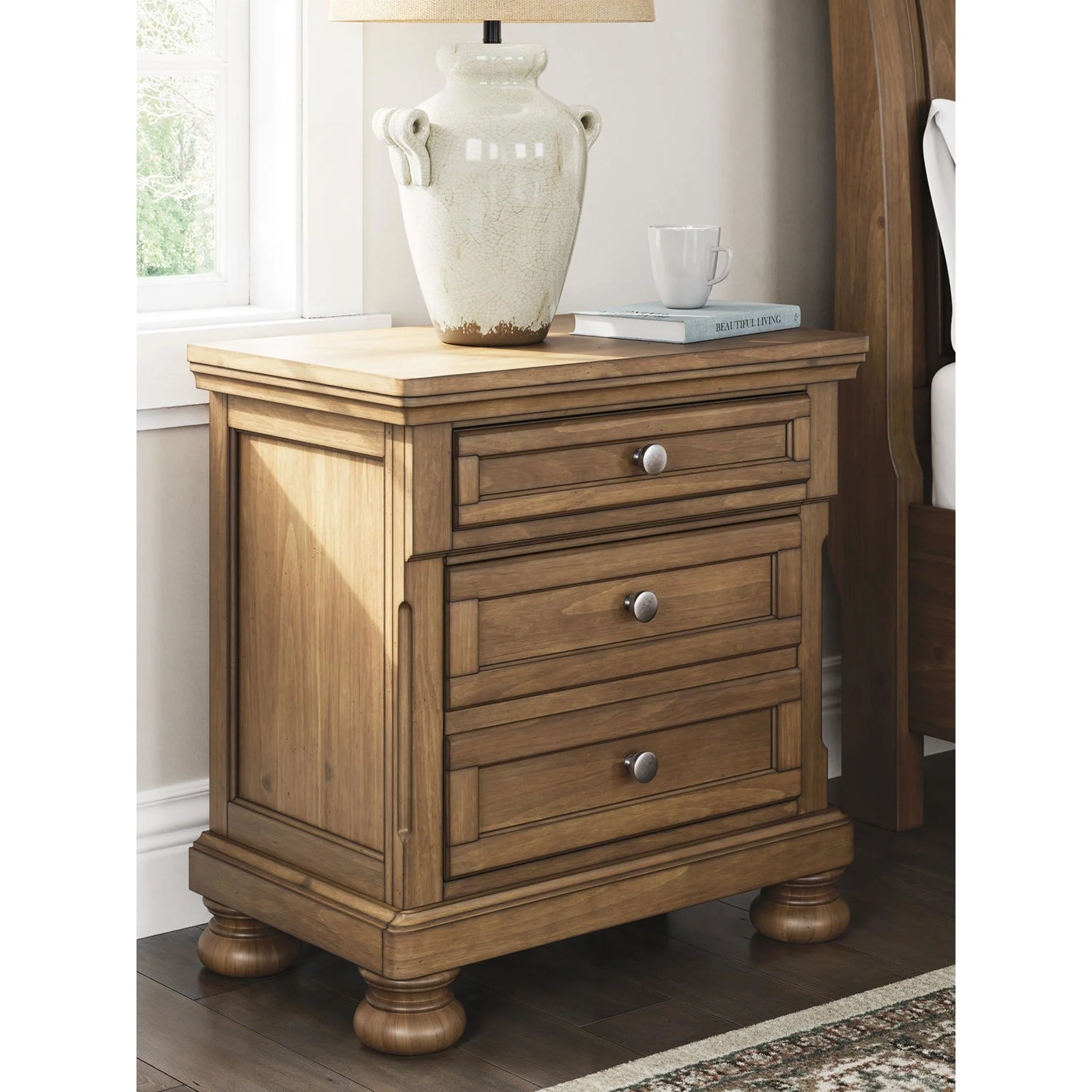 Feddinger 6 Piece King Panel Bedroom - Medium Brown - Image 48