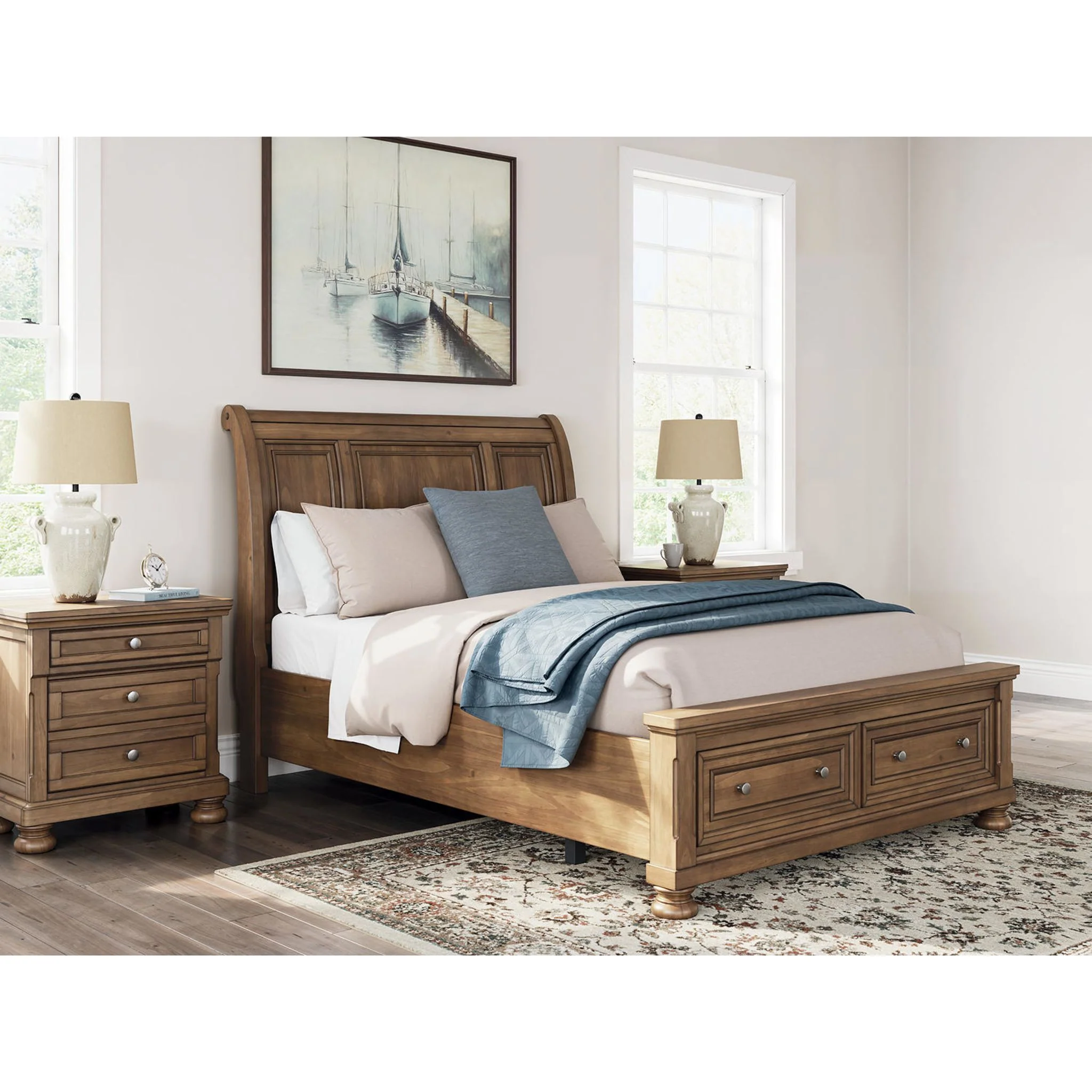 Feddinger 6 Piece Sleigh Storage Bedroom - Medium Brown - Image 20