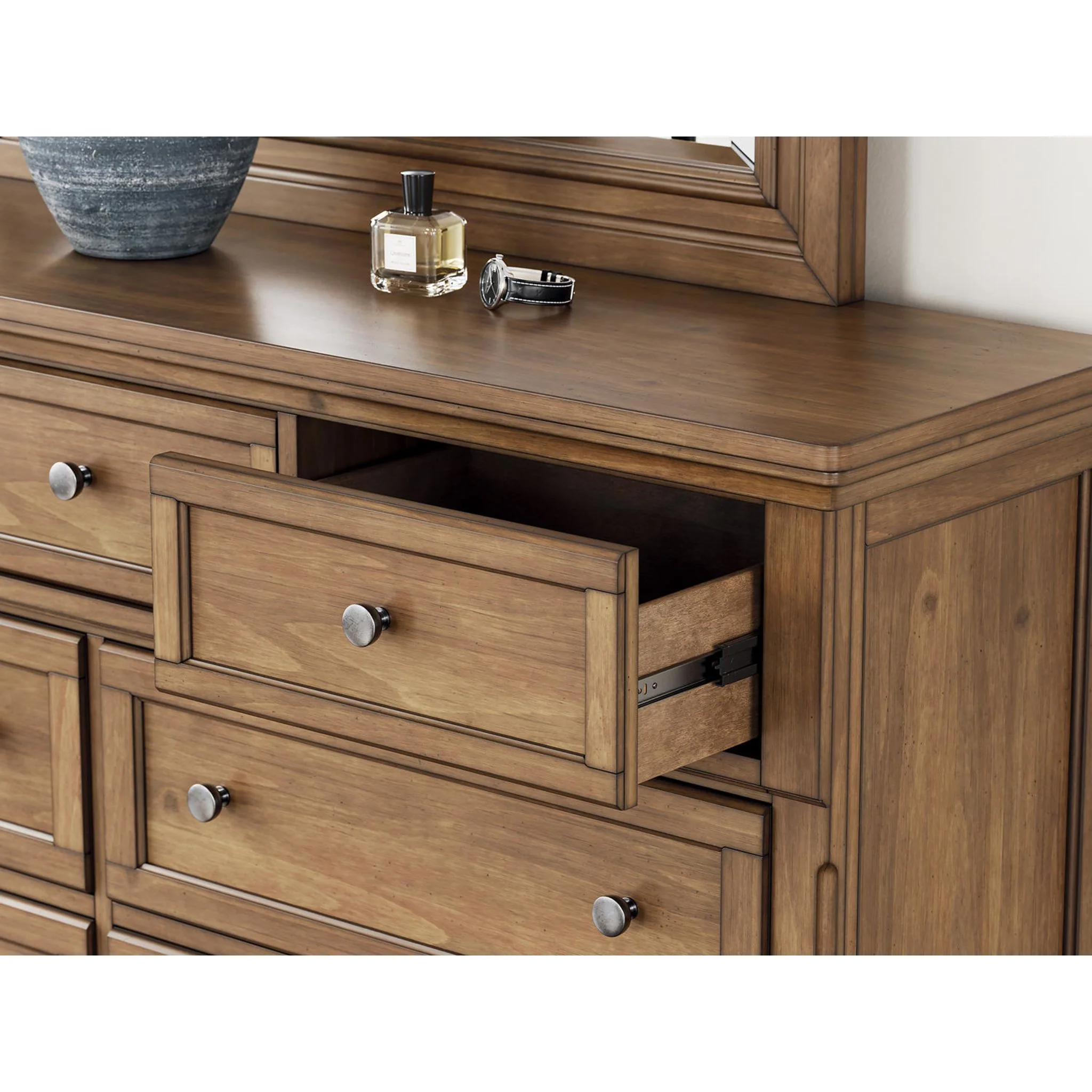 Feddinger 6 Piece Sleigh Storage Bedroom - Medium Brown - Image 36