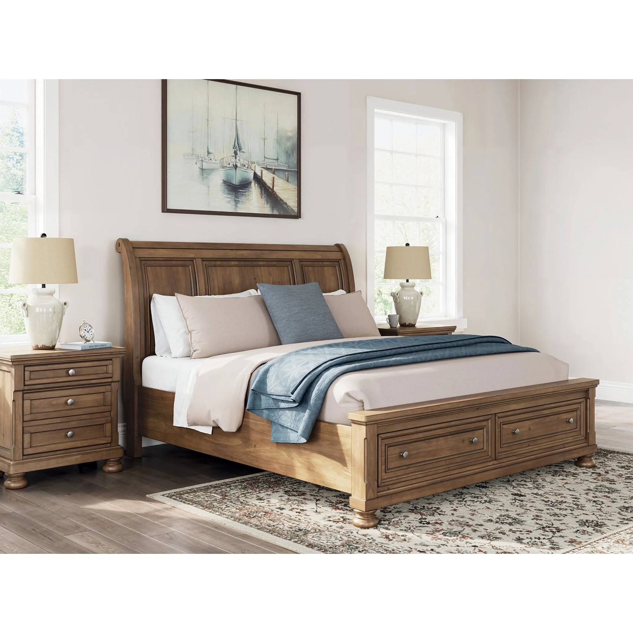 Feddinger 6 Piece Sleigh Storage Bedroom - Medium Brown - Image 49
