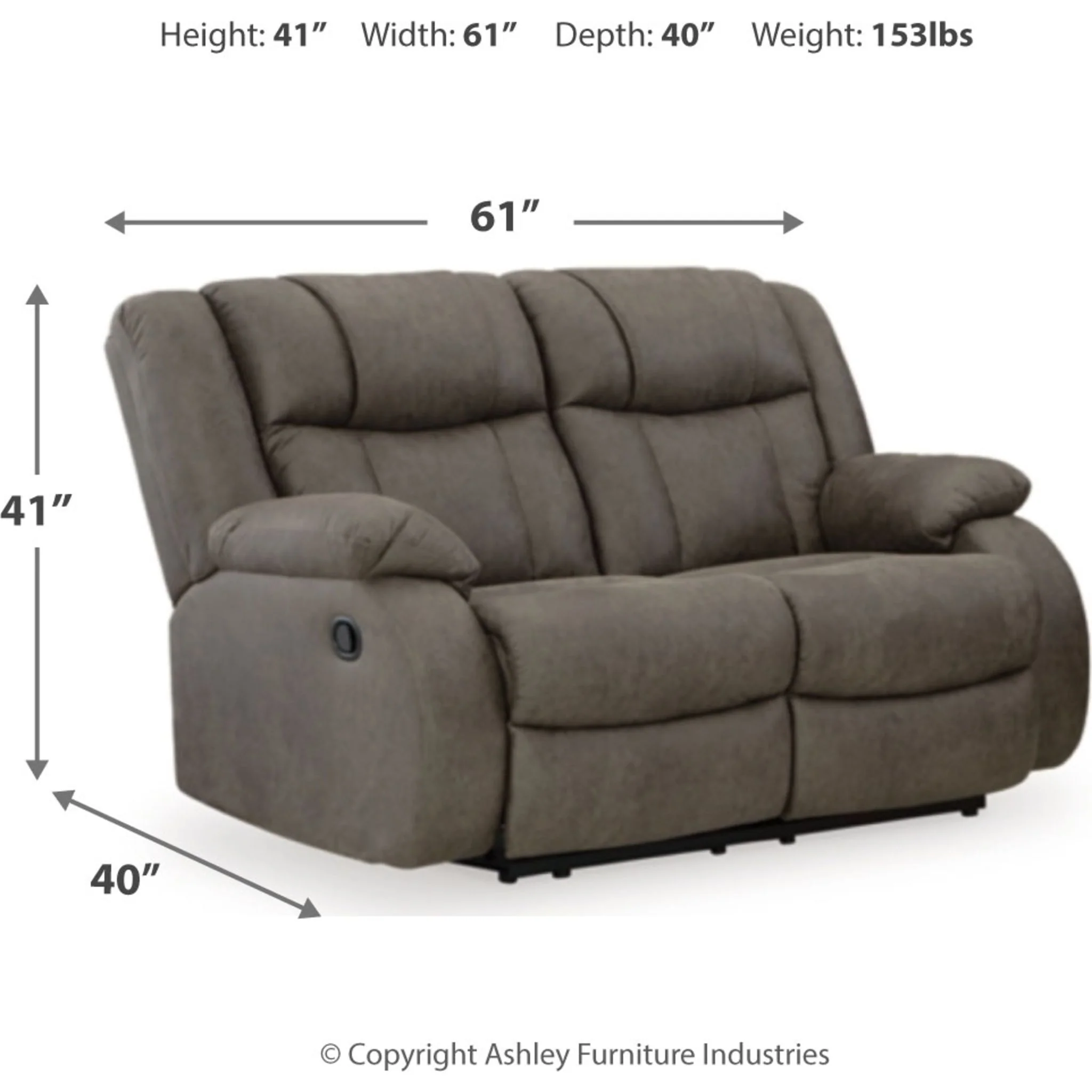 First Base Reclining Loveseat - Gunmetal - Image 8