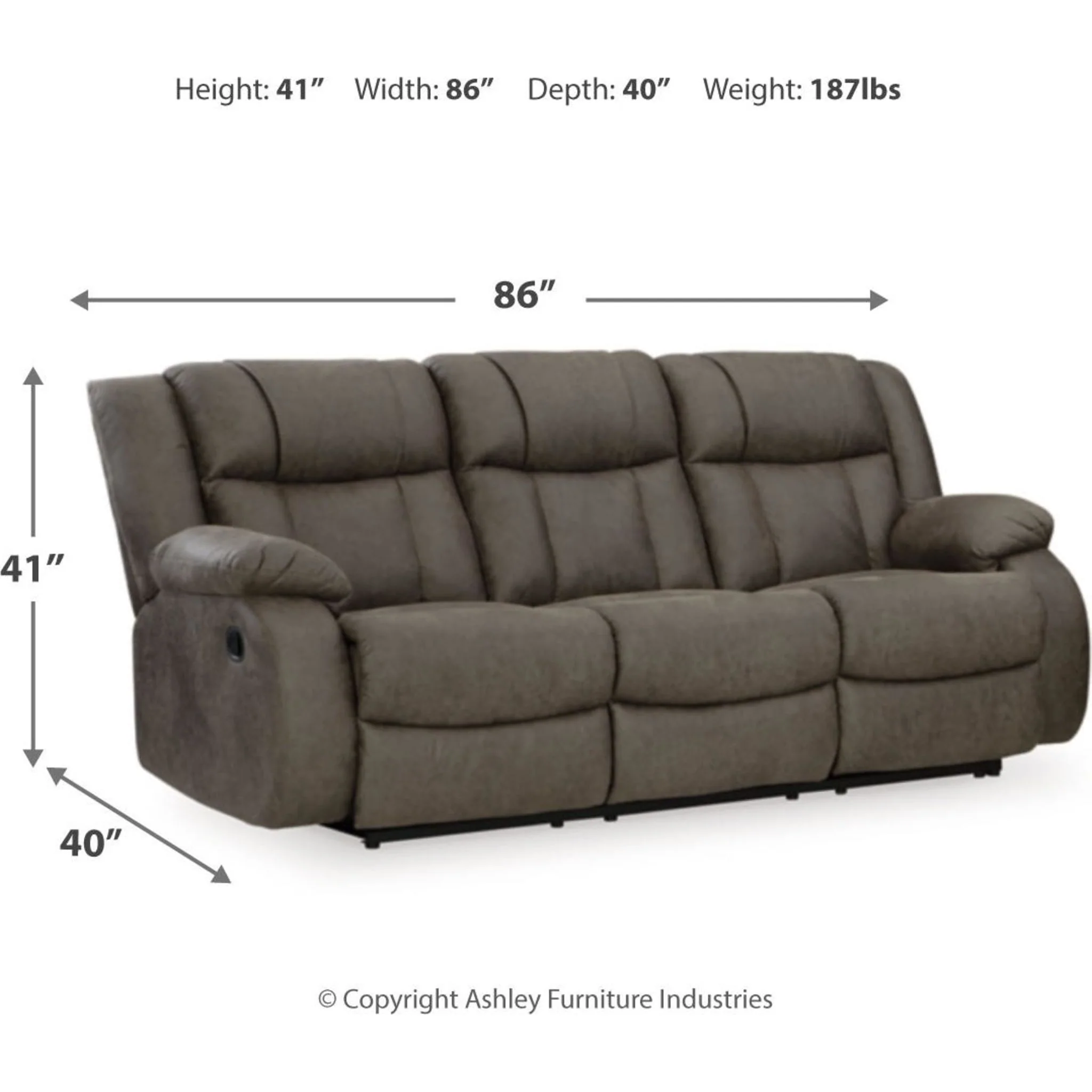 First Base Reclining Sofa - Gunmetal - Image 16