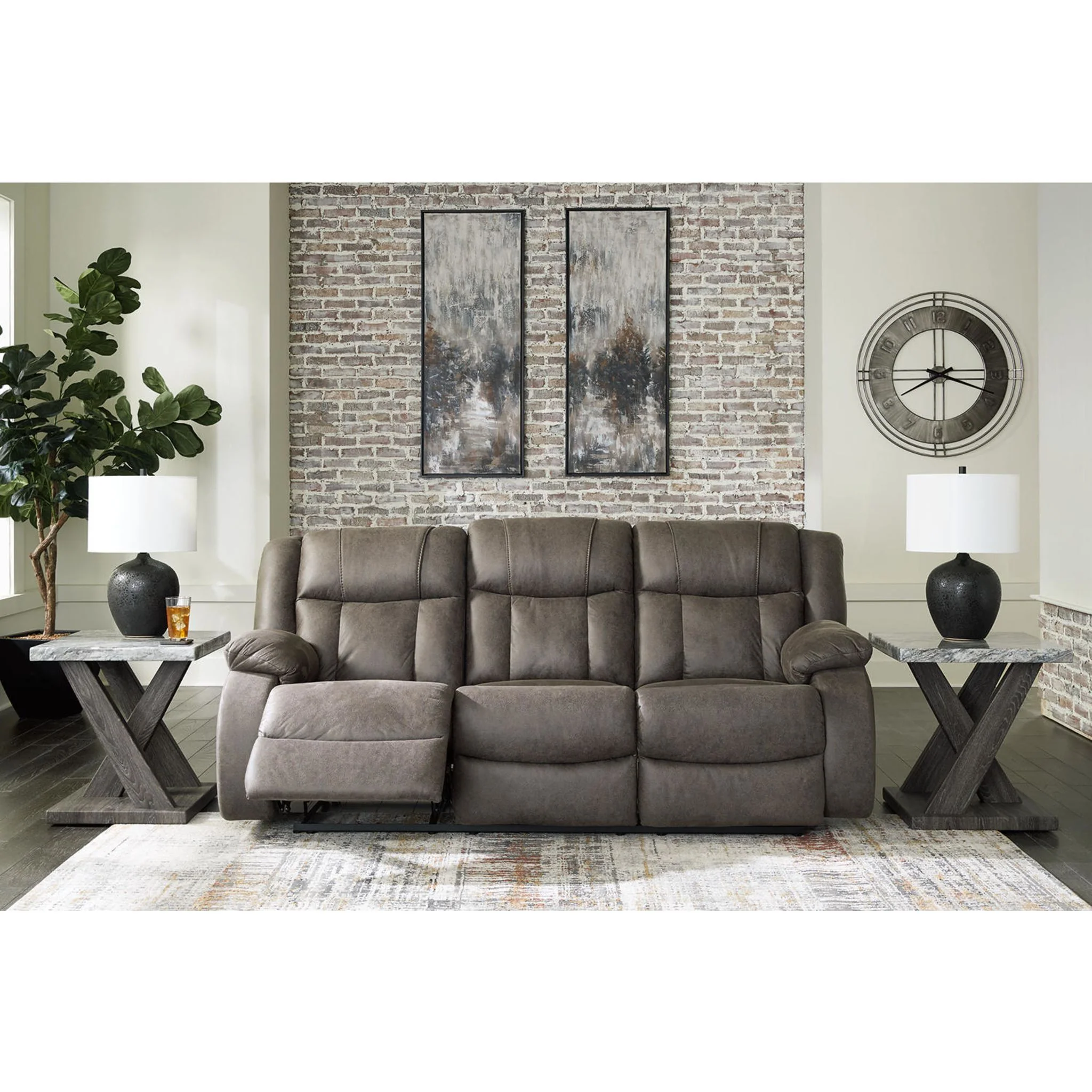 First Base Reclining Sofa - Gunmetal - Image 20