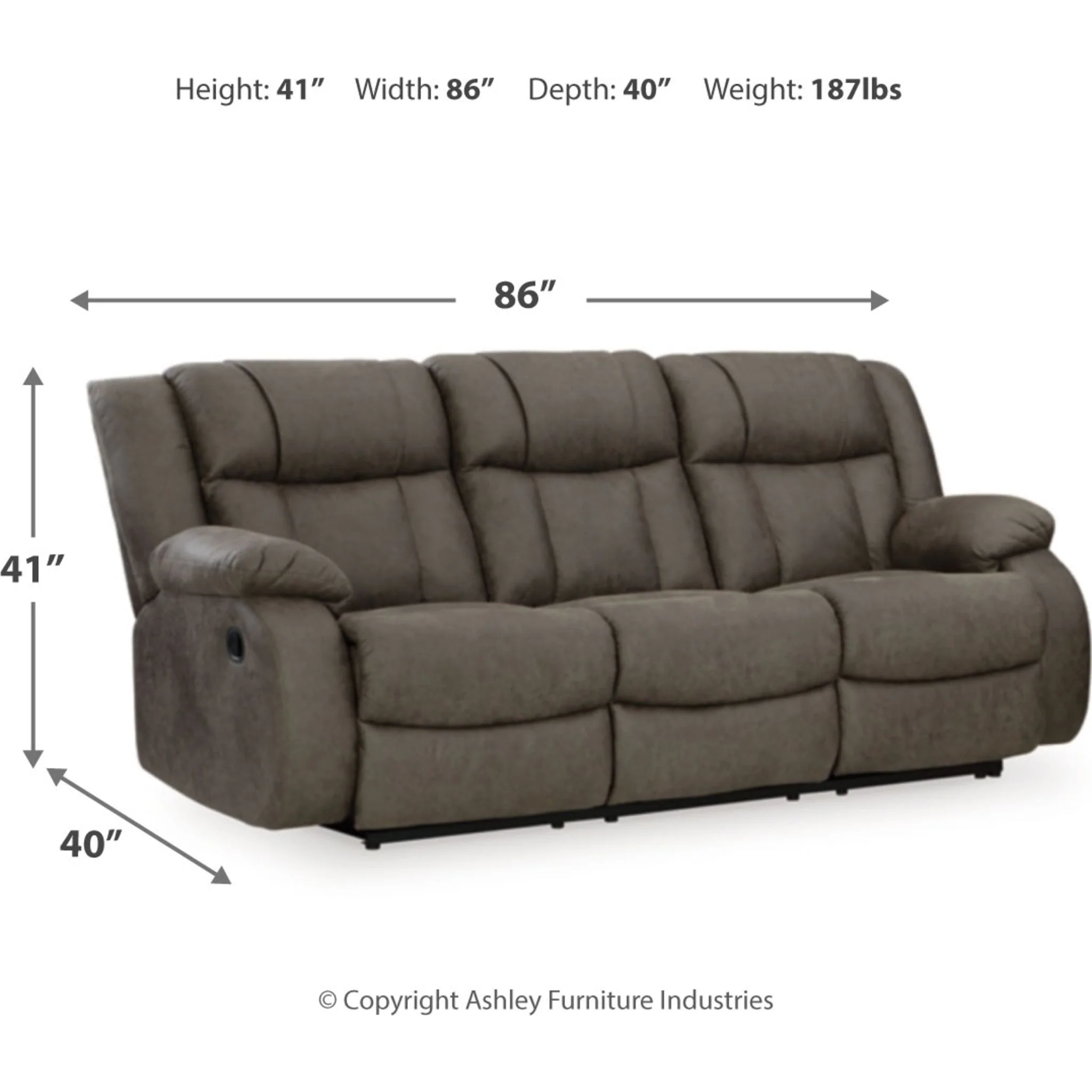 First Base Reclining Sofa - Gunmetal - Image 8