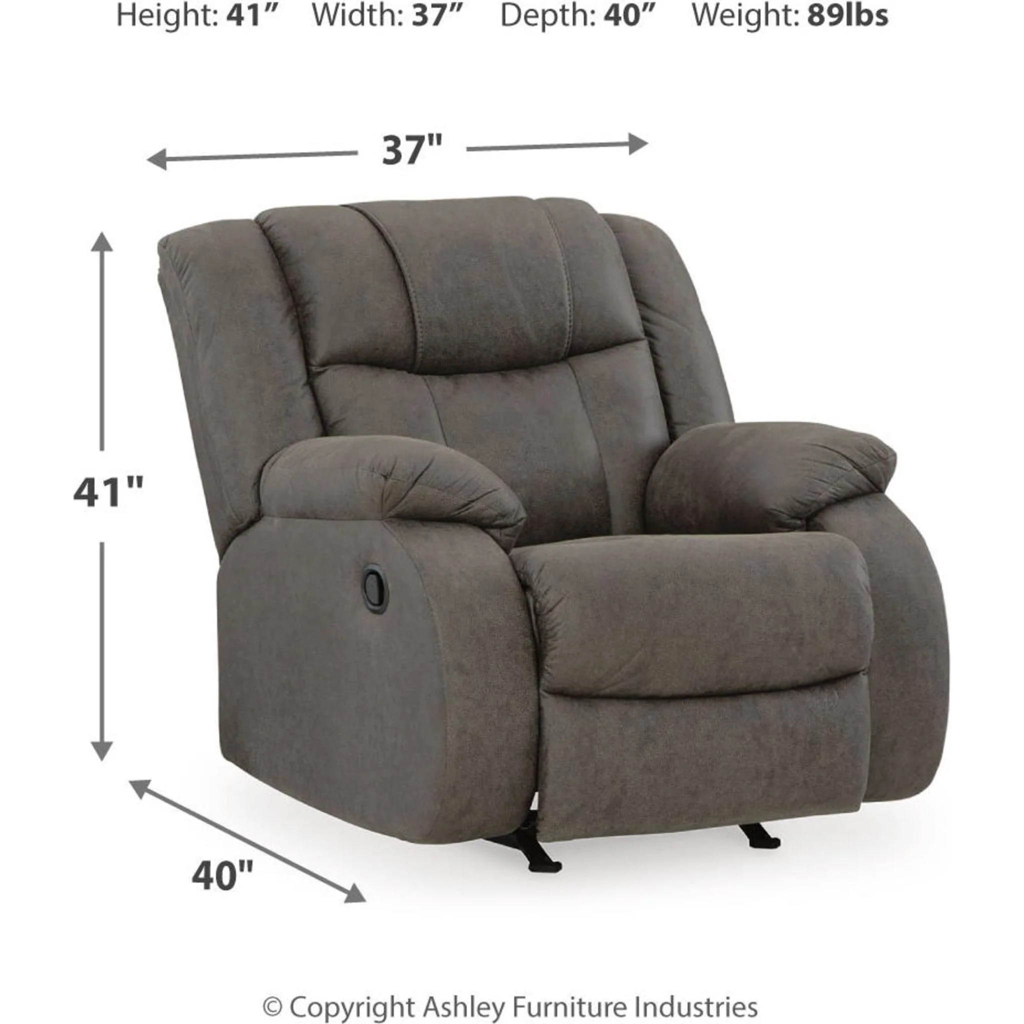 First Base Rocker Recliner - Gunmetal - Image 18