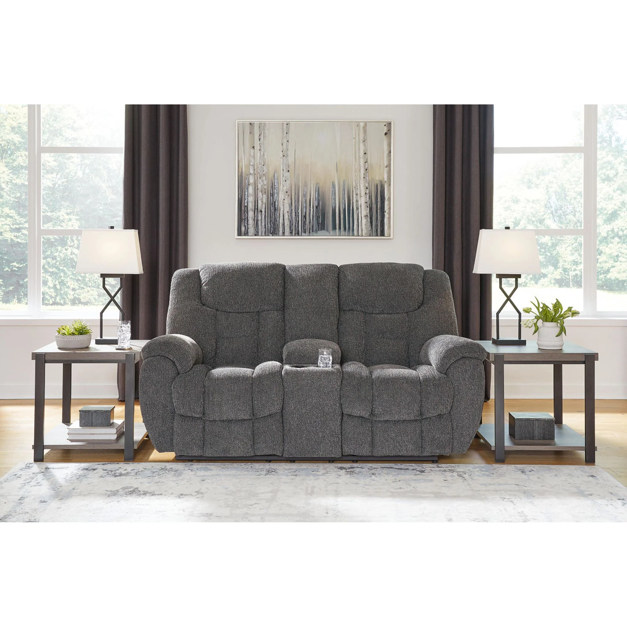 Foreside Reclining Loveseat with Console - Charcoal - Image 2