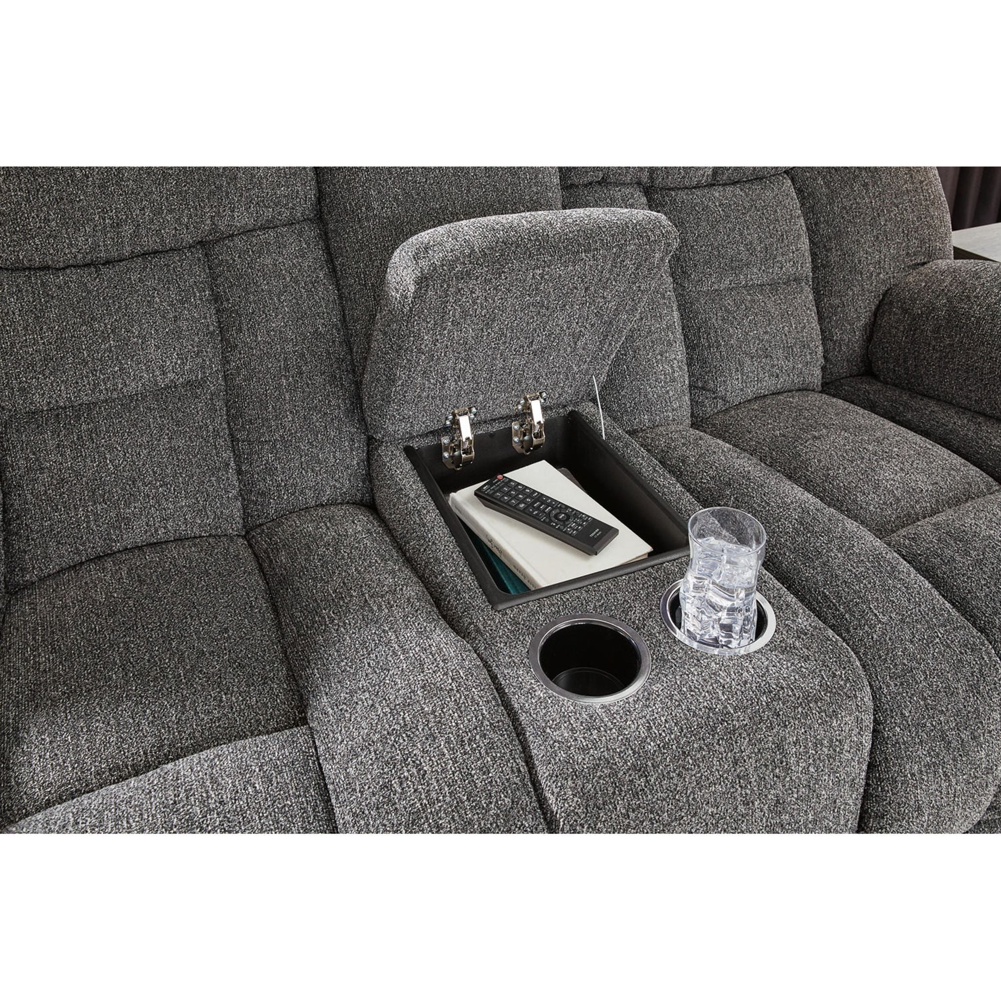 Foreside Reclining Loveseat with Console - Charcoal - Image 7