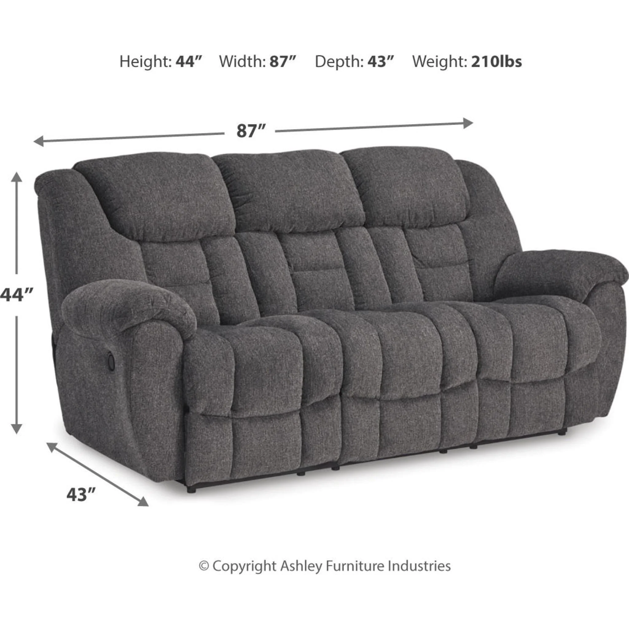 Foreside Reclining Sofa - Charcoal - Image 3
