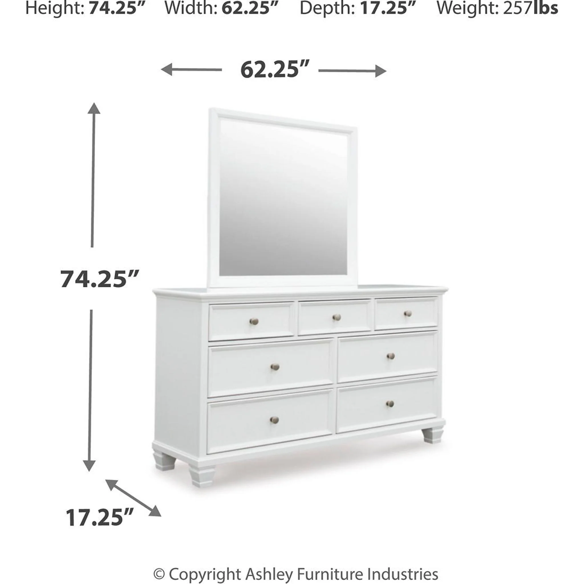 Fortman 6 Piece Panel Bedroom - White - Image 22