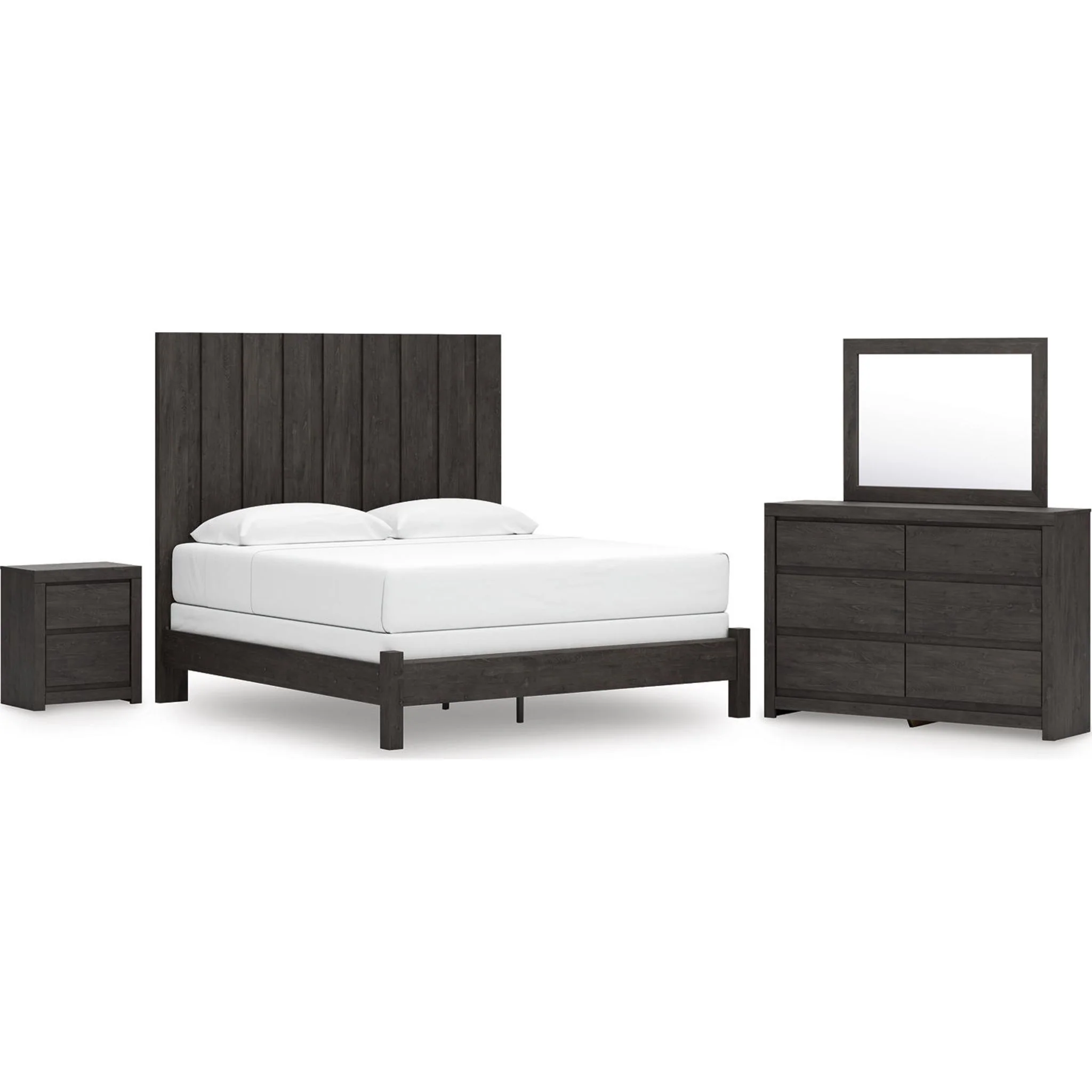 Fraluna 6 Piece King Panel Bedroom - Charcoal