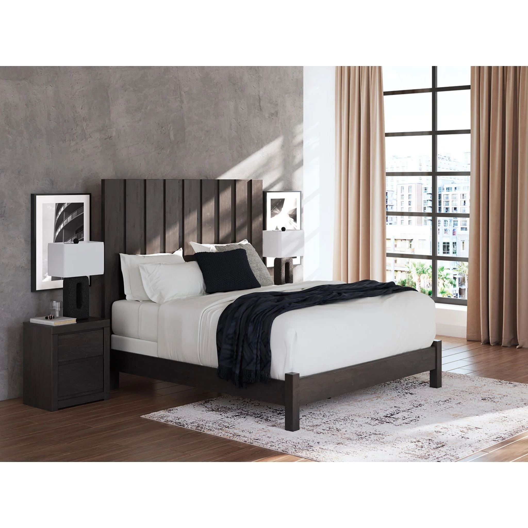 Fraluna 6 Piece King Panel Bedroom - Charcoal - Image 18