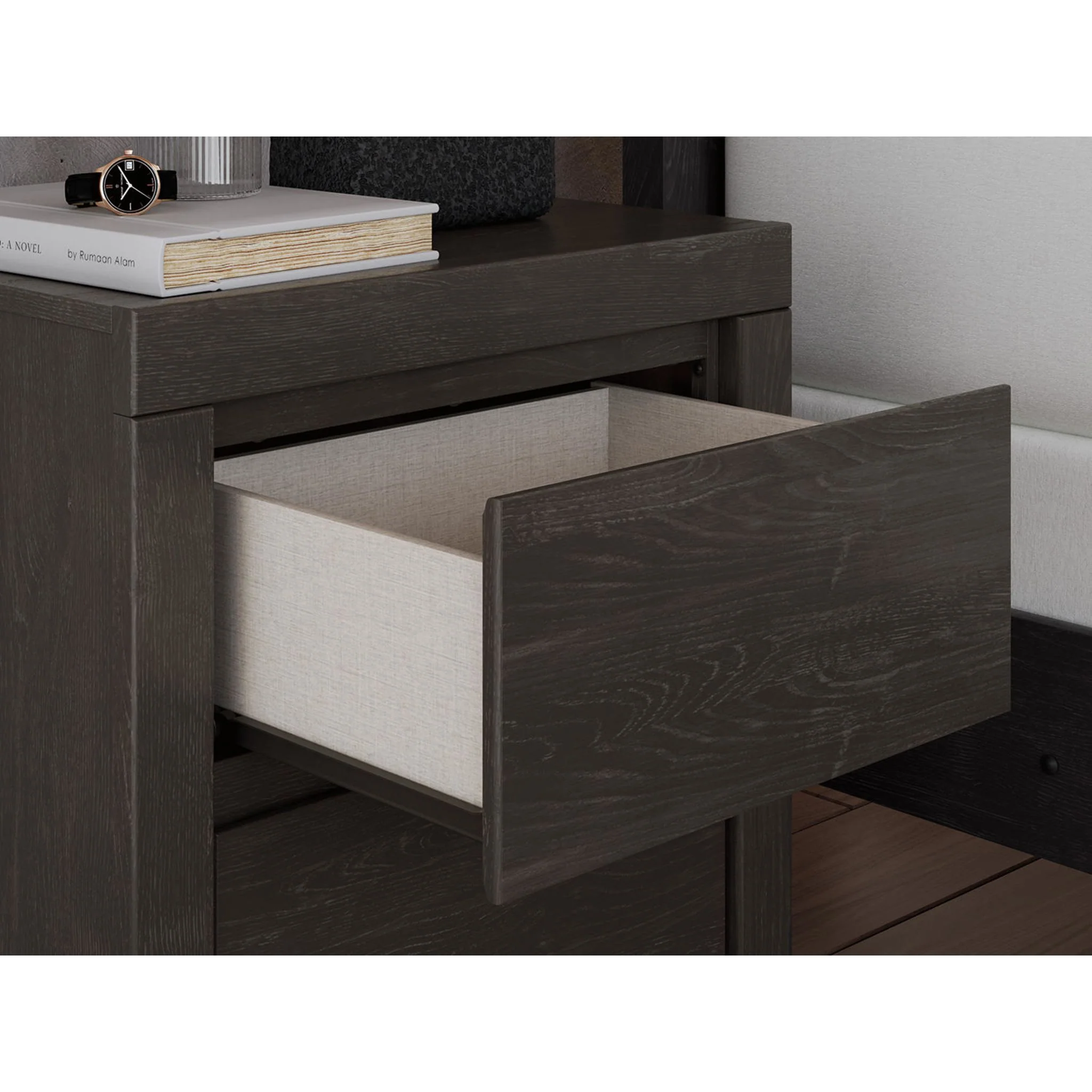 Fraluna 6 Piece King Panel Bedroom - Charcoal - Image 23