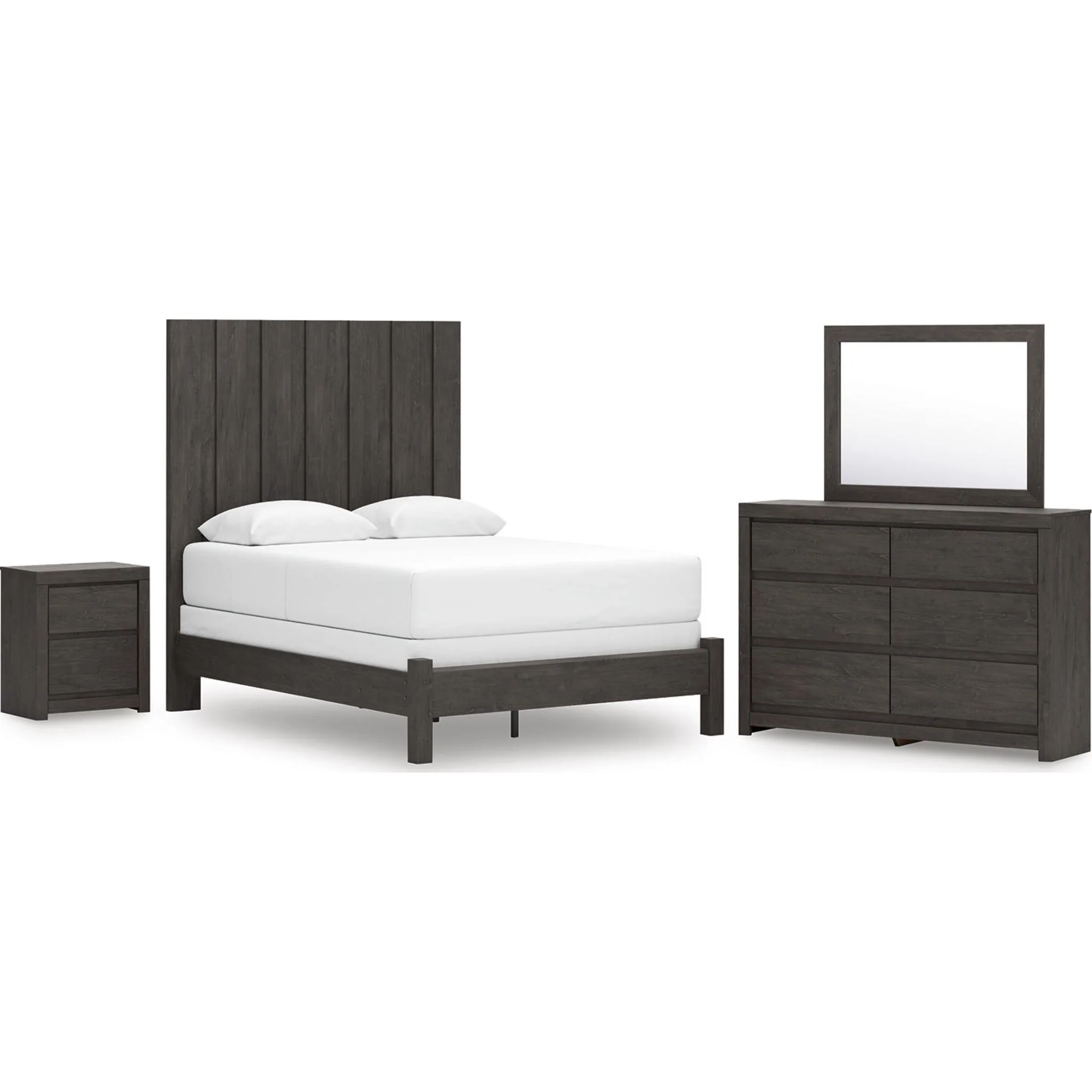 Fraluna 6 Piece Queen Panel Bedroom - Charcoal