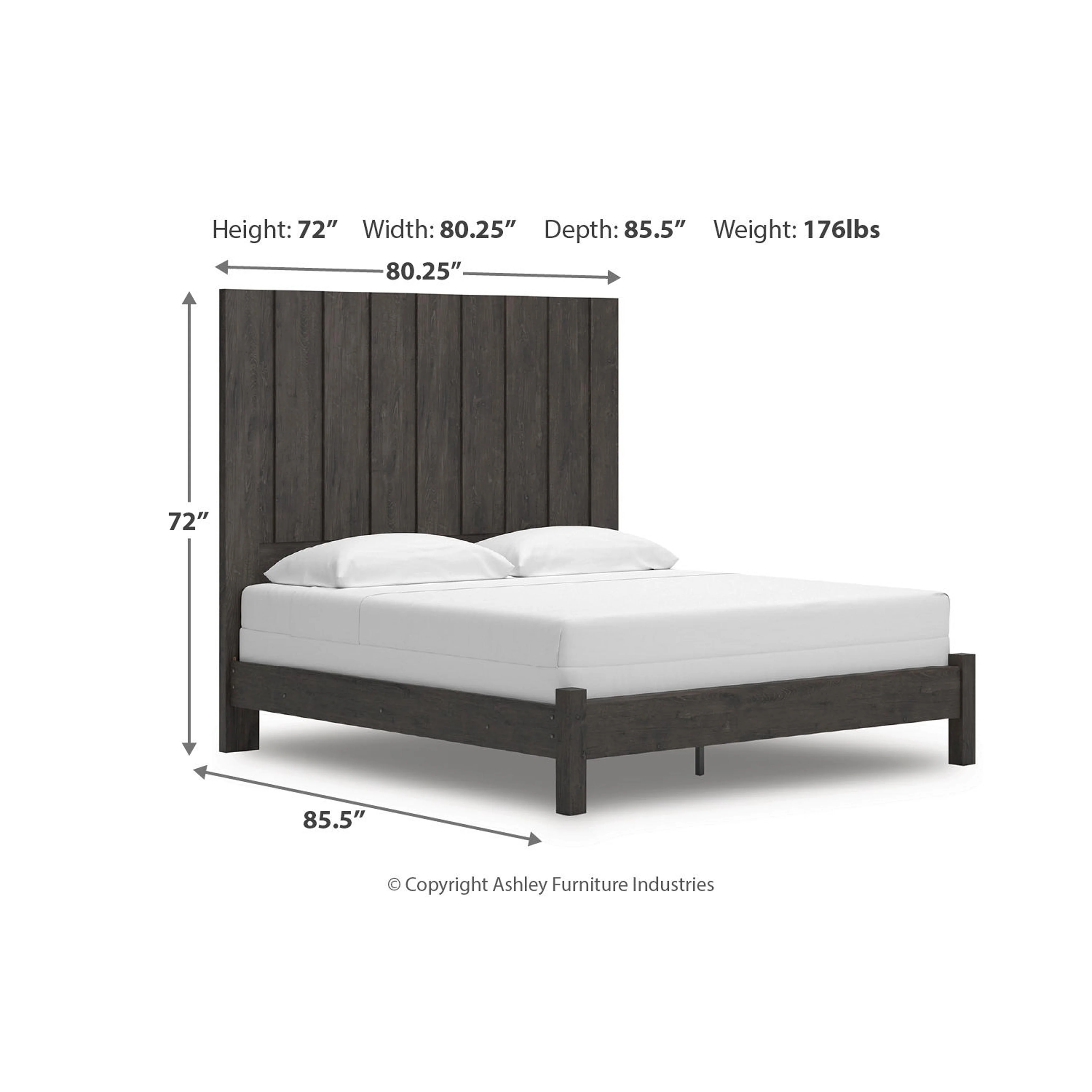 Fraluna King Panel Bed - Charcoal - Image 3