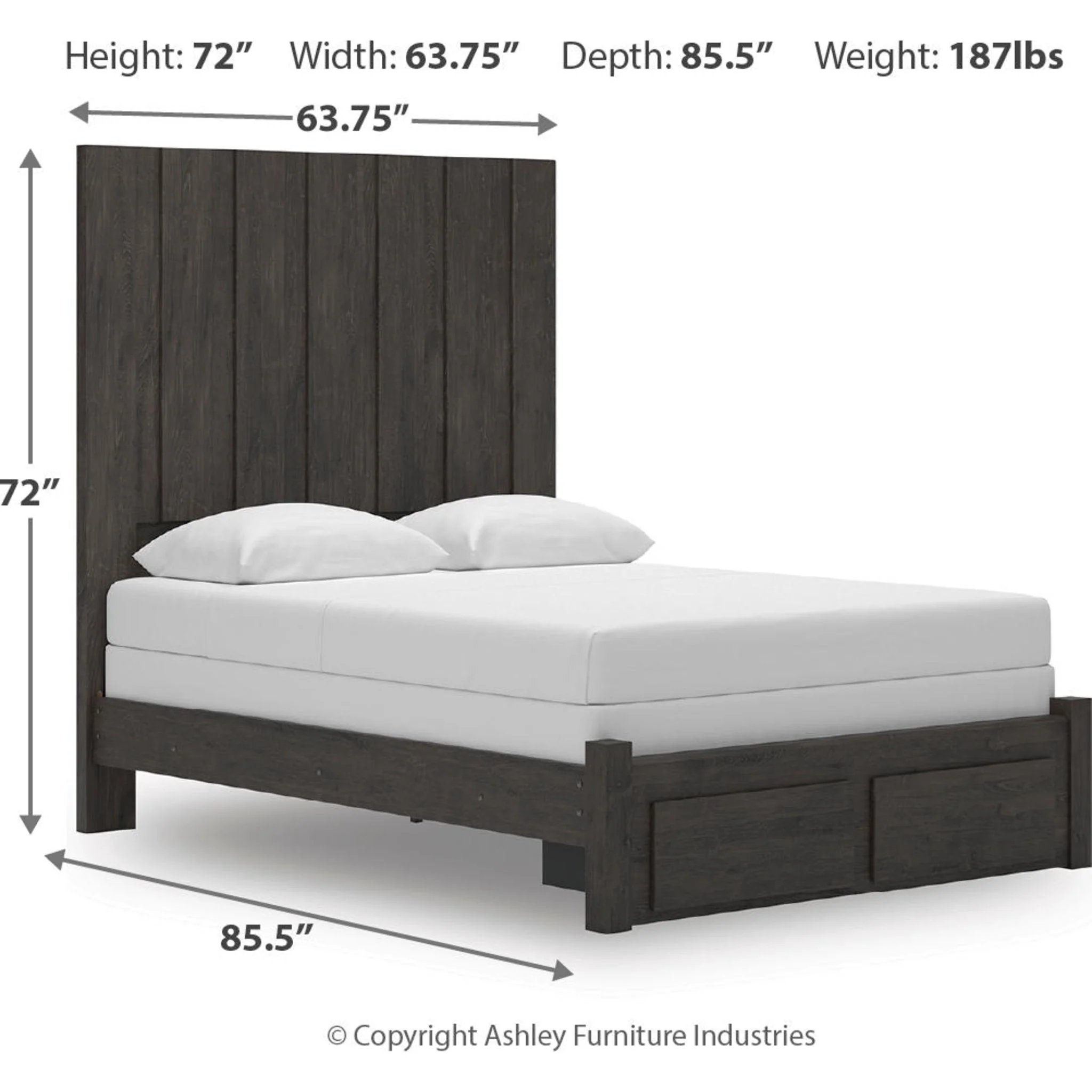Fraluna Queen Storage Bed - Charcoal - Image 3
