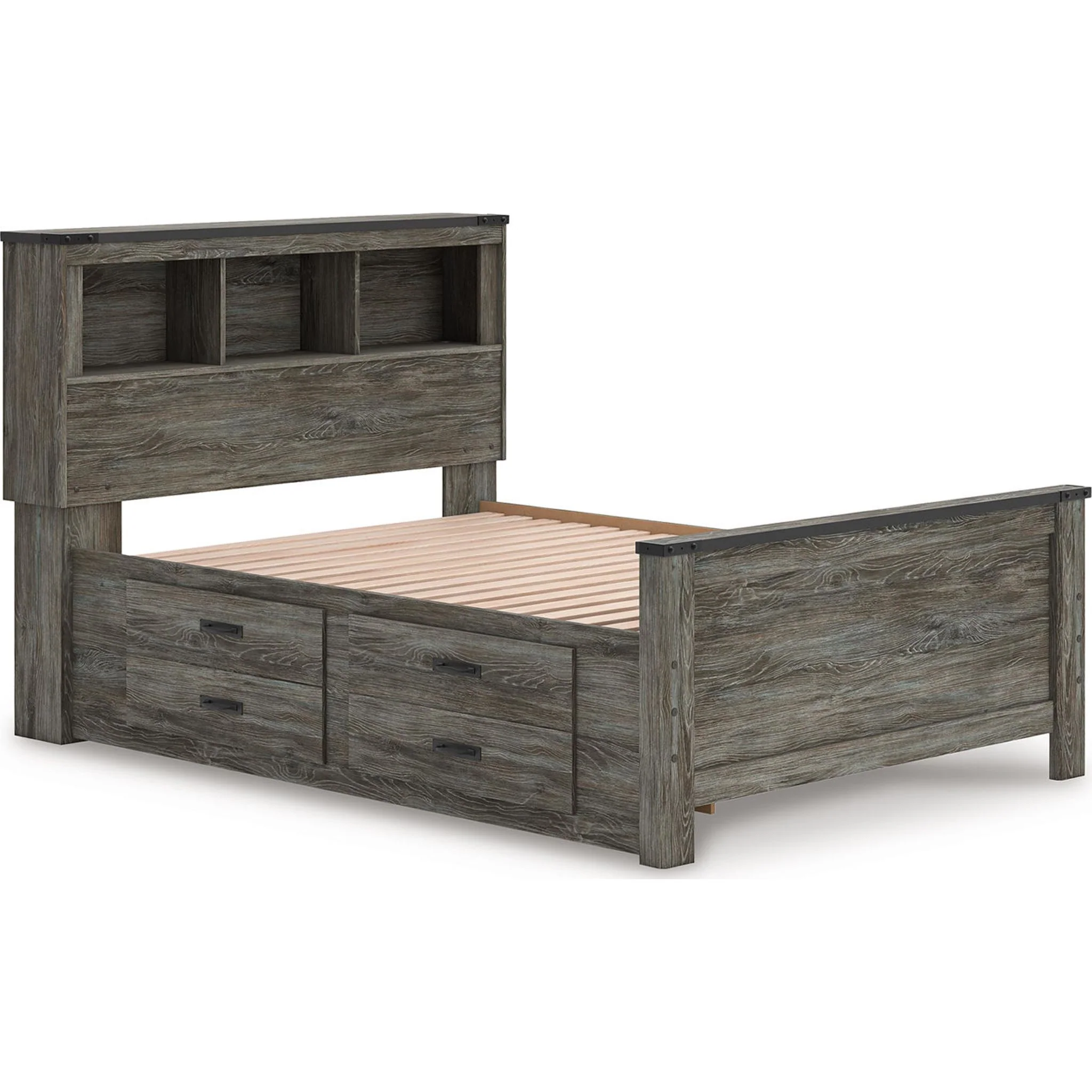 Frandern Full Bookcase Storage Bed - Gray - Image 3