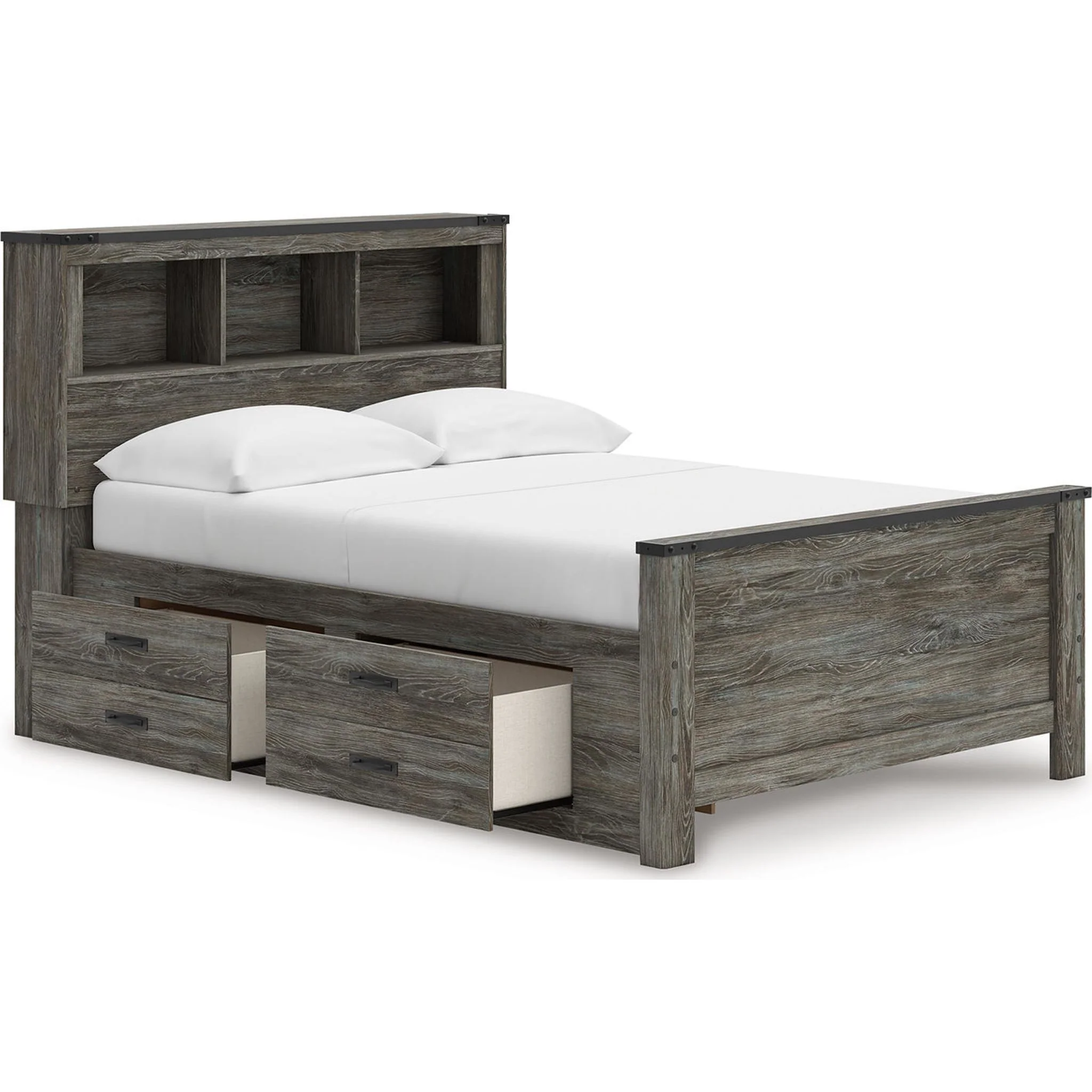 Frandern Full Bookcase Storage Bed - Gray - Image 4