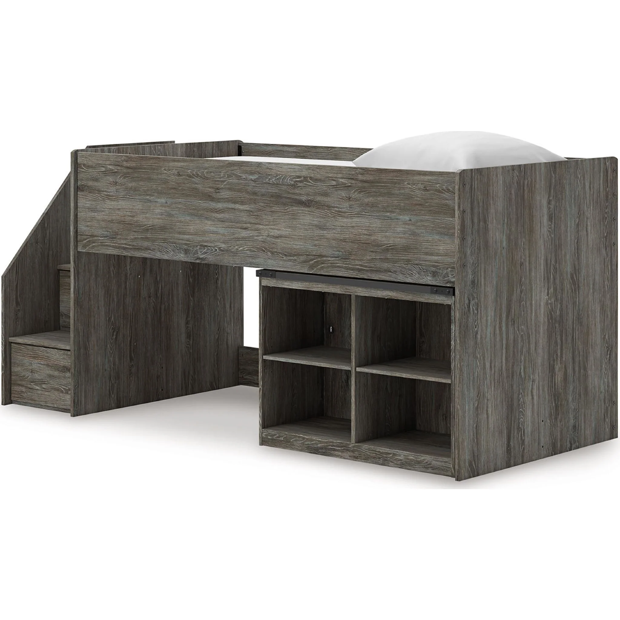 Frandern Twin Loft Bed with Storage - Gray - Image 2