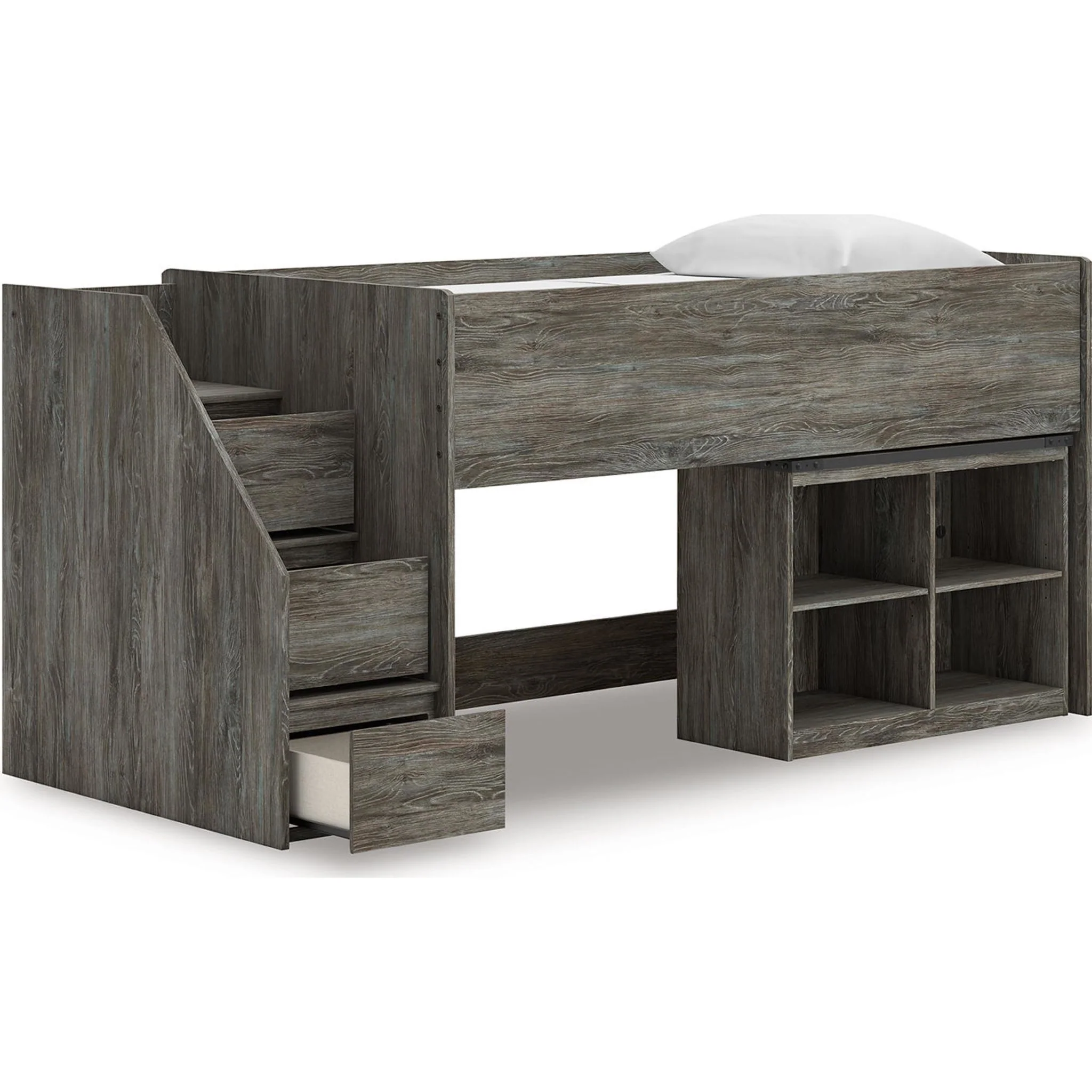 Frandern Twin Loft Bed with Storage - Gray - Image 4