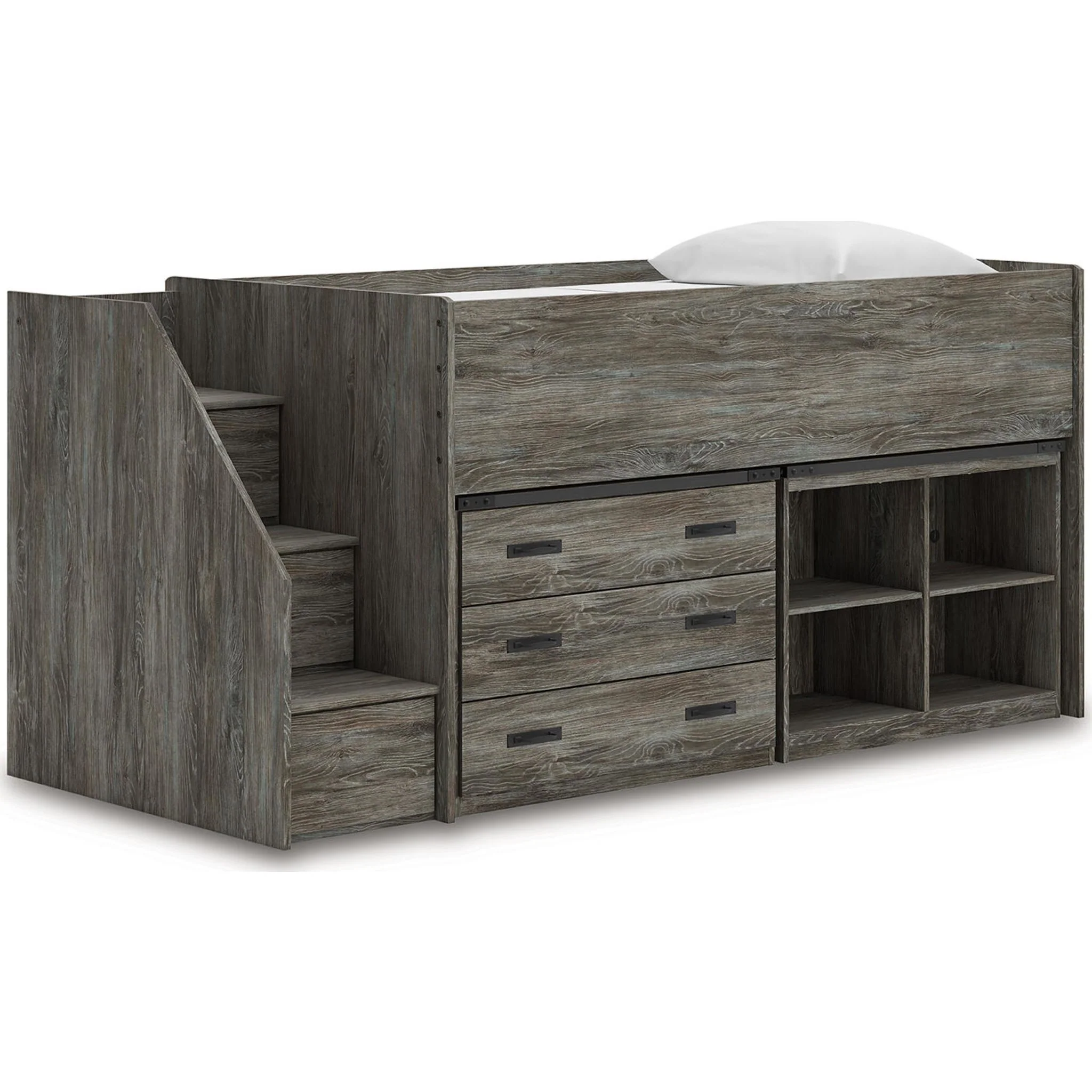 Frandern Twin Loft Bed with Storage - Gray