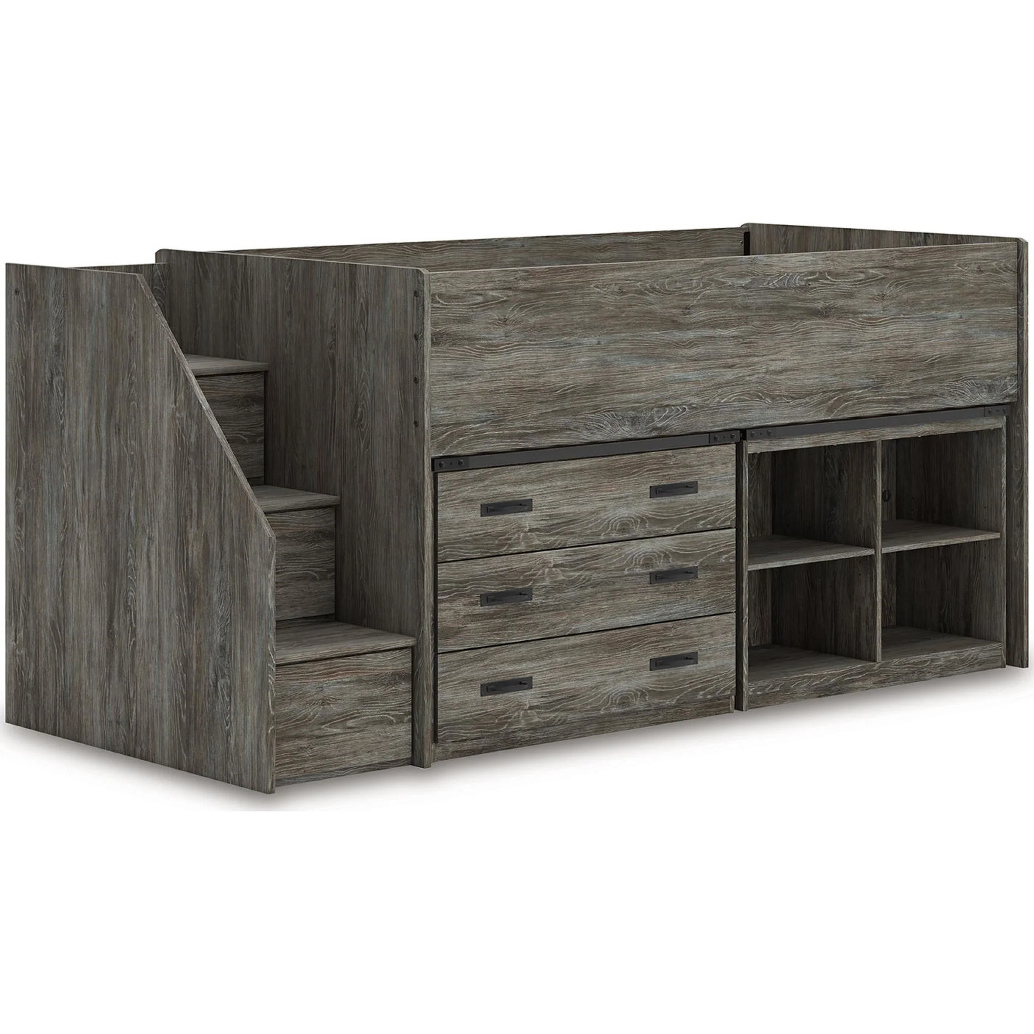 Frandern Twin Loft Bed with Storage - Gray - Image 4