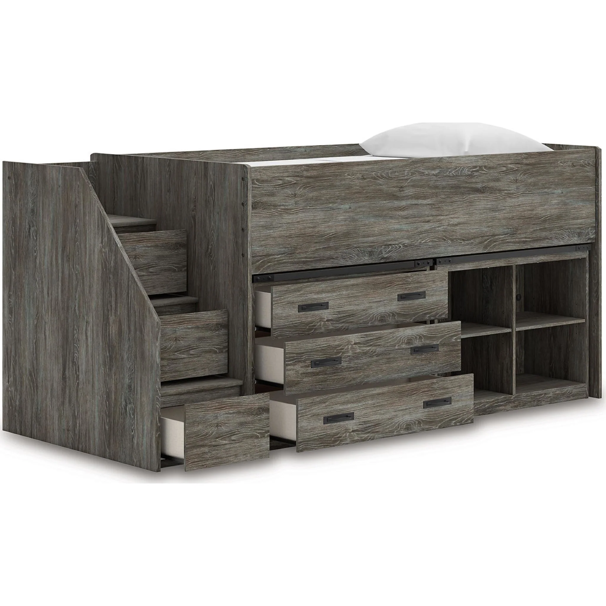 Frandern Twin Loft Bed with Storage - Gray - Image 5